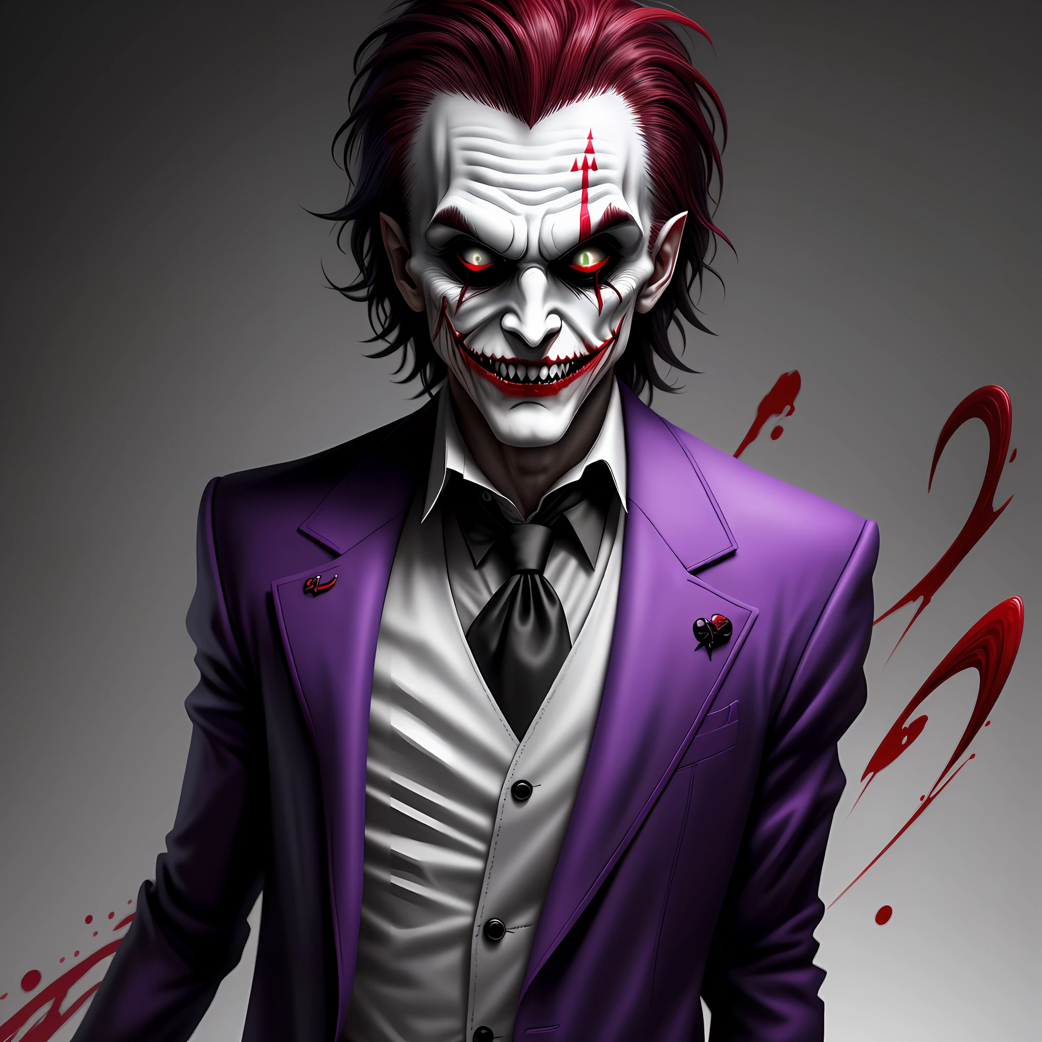 (extremely detailed 8k wallpaper), a vampire Joker in search of blood