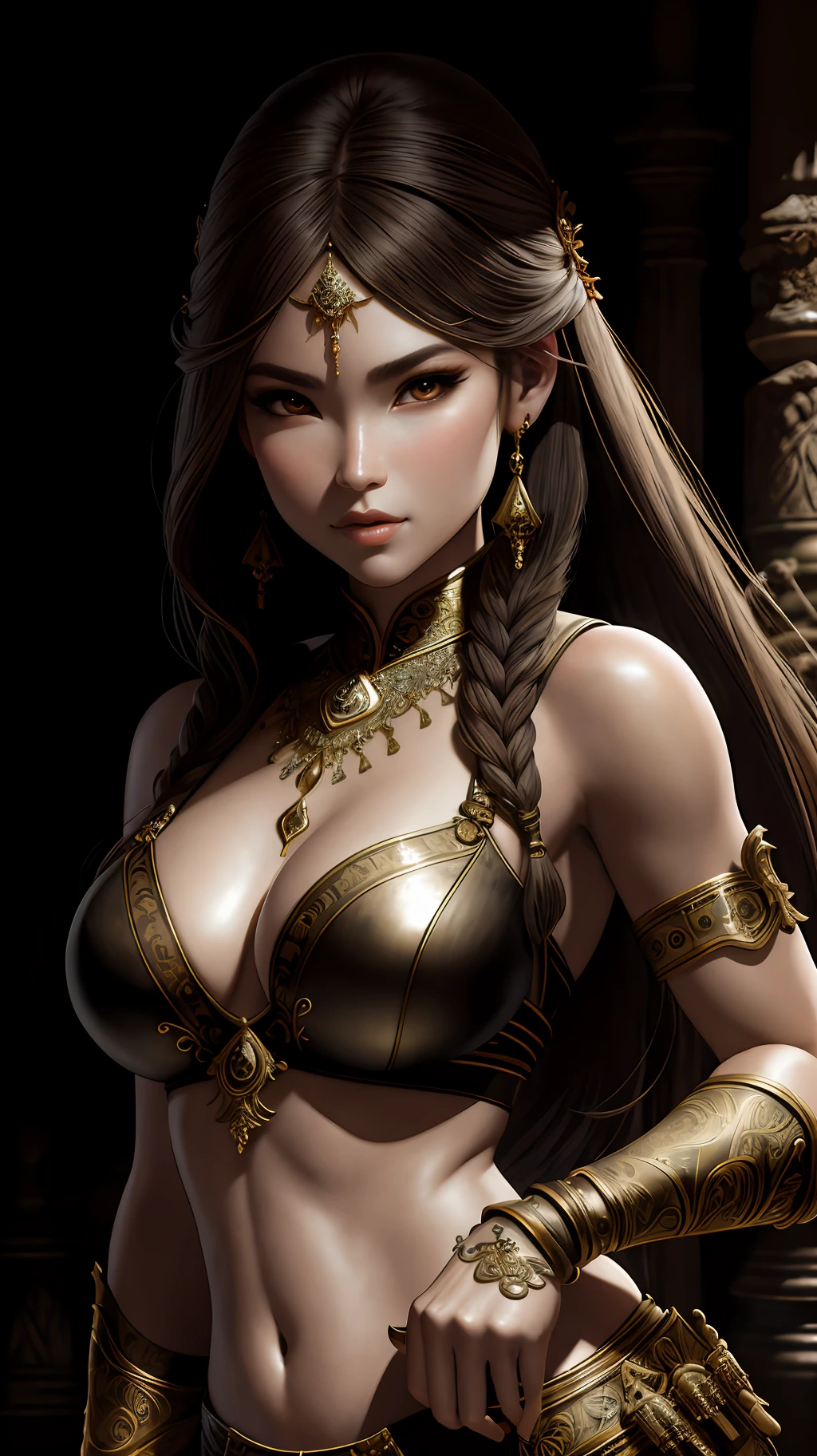 A masterpiece of ultra-realistic ultra-detailed full-length portrait of a very beautiful barbarian girl, massurerealism. Middle shot, intricate, elegant, sexy, explicit, by Stanley Artgerm Lau, Wlop, Rossdraws, James Jean, Andrei Riabovitchev, Marc Simonetti, Light by Julie Bell, Ismail Inceoglu, porcelain leather. global illumination.