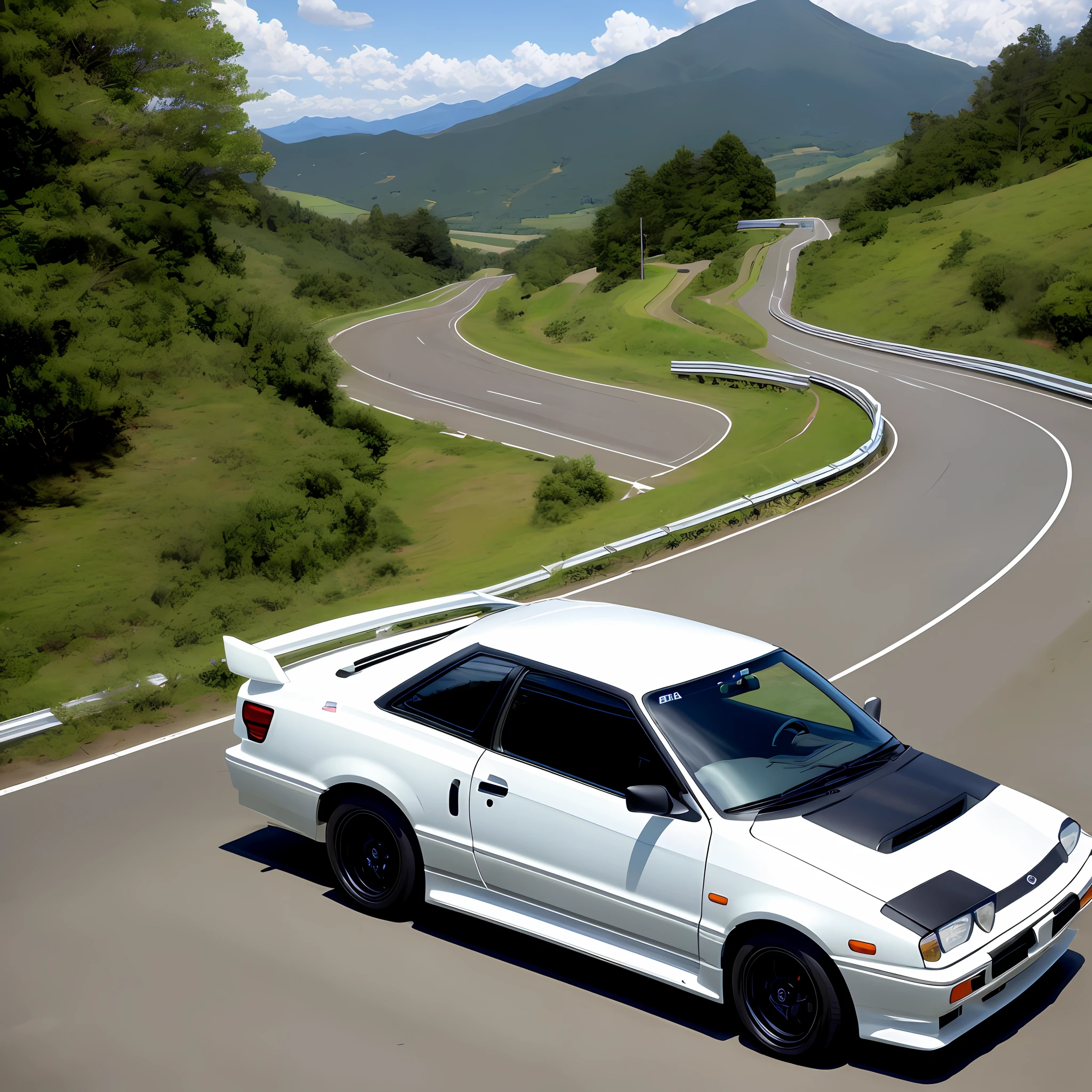 Initial D, TOYOTA, Toyota, Sports Car, AE86, Fujiwara Tofu Store, Car, Cool, Sprinter Trueno, Black and White Car, Mountain Pass, Pass Road, 2 Cars, Pass Battle, Drift