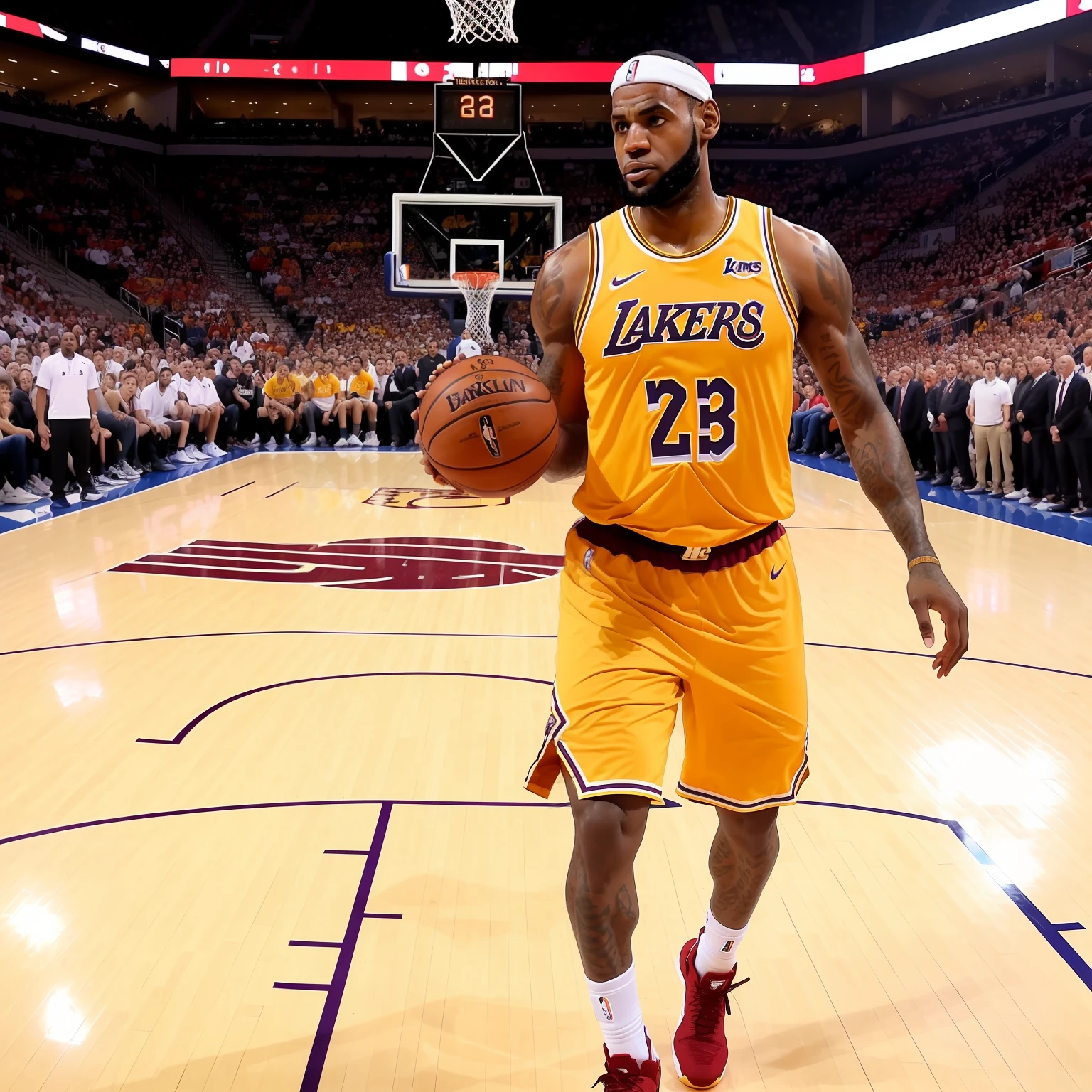 Lebron James real picture on the court with the basketball