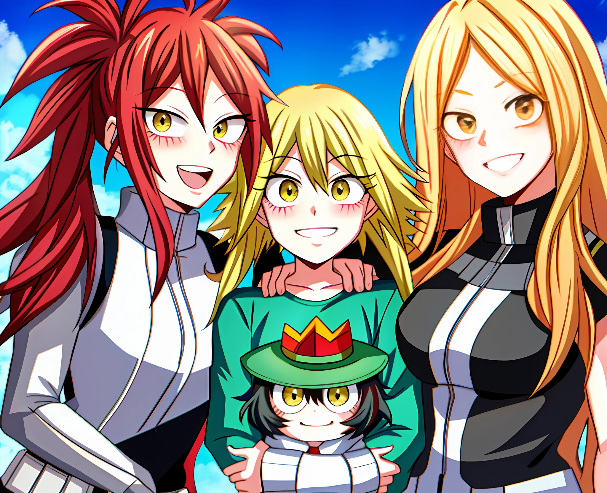 Family Photo, Tall, My Hero Academia art style. Multicolored Hair.