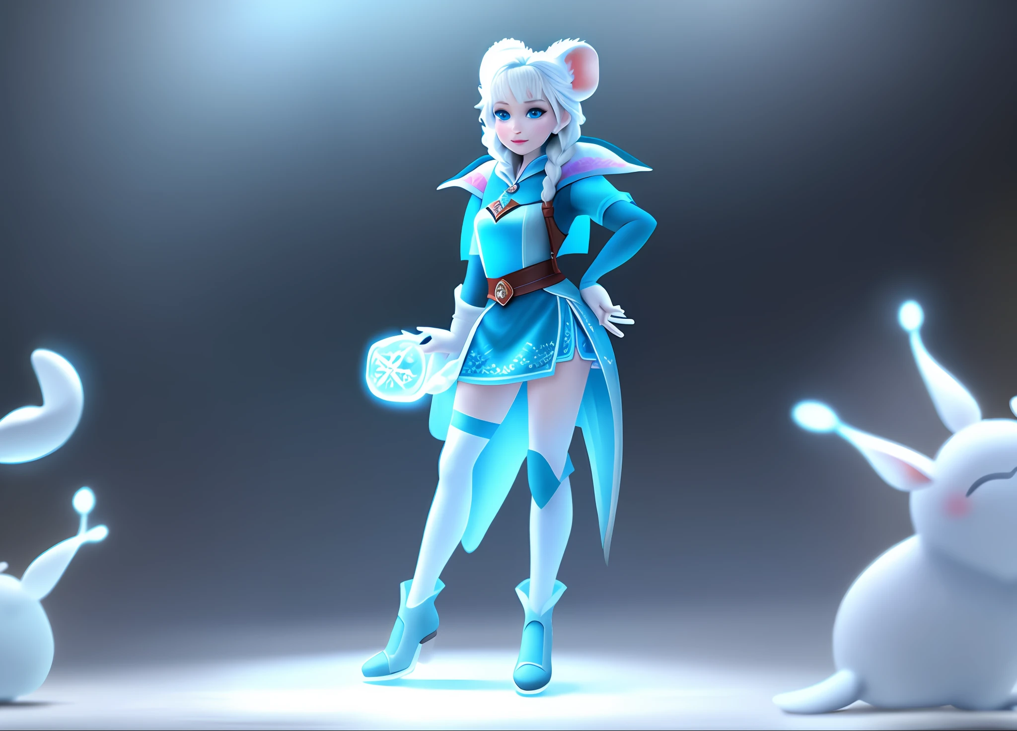 Disney Frozen outfit, holding mice, high quality, UHD, high details, white skin tone
