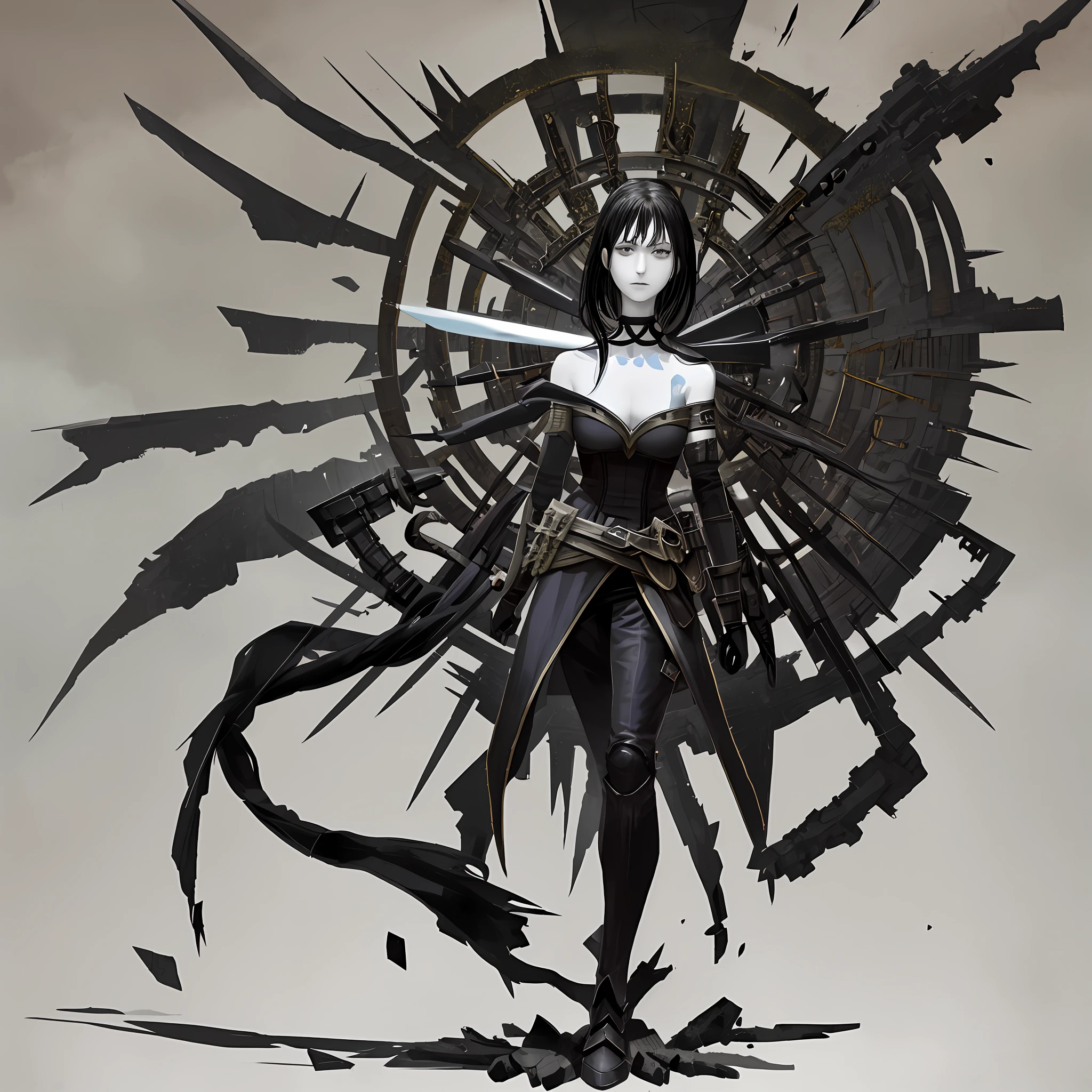 God of death and destruction, dark, powerful, centered, full body, dark armor, pale skin and short, black hair, mega detailed, masterpiece, darkness in the background