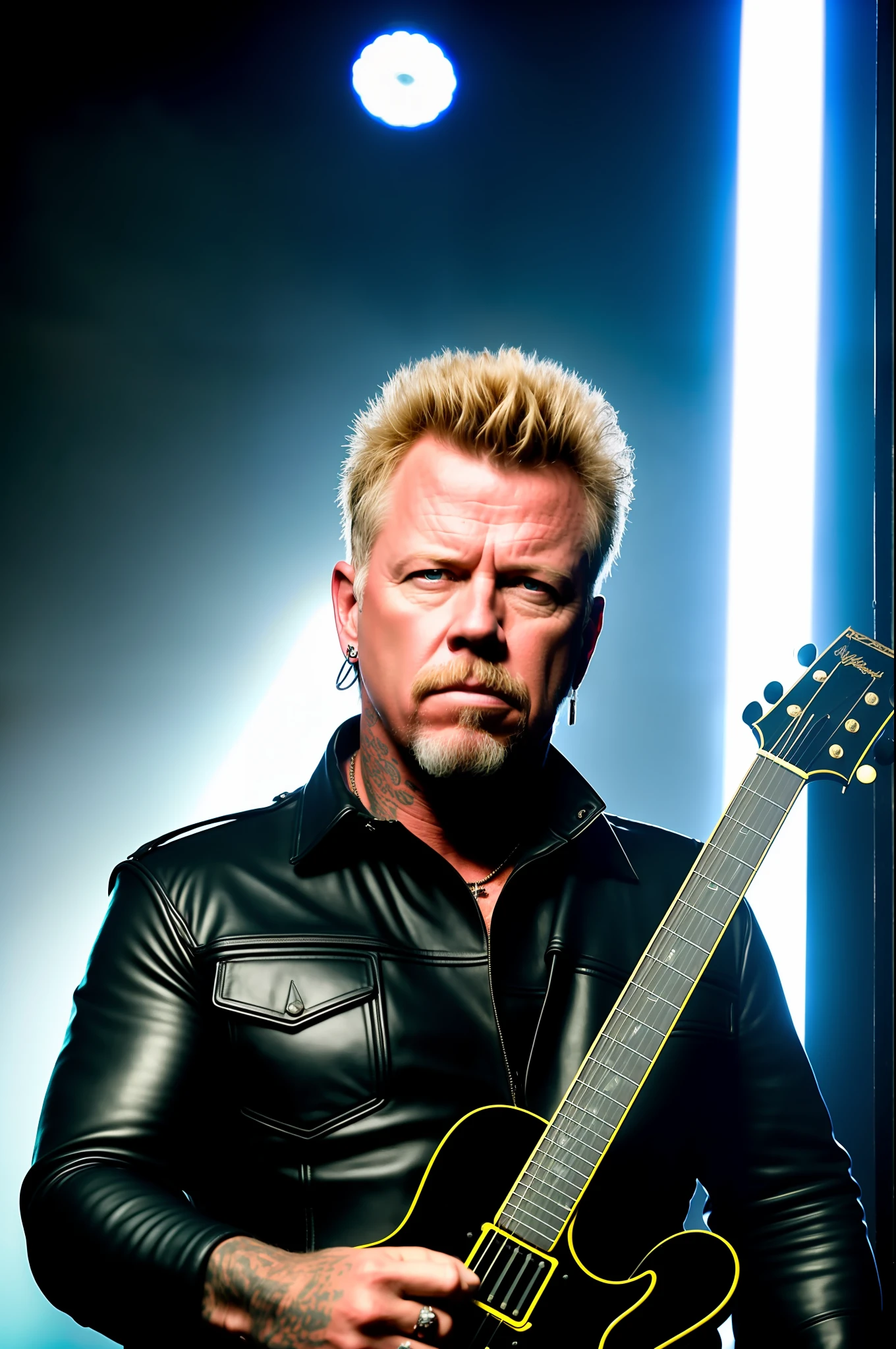 portrait of James Hetfield,masterpiece,best quality,cinematic photo of a ganger , epic lighting, rocker