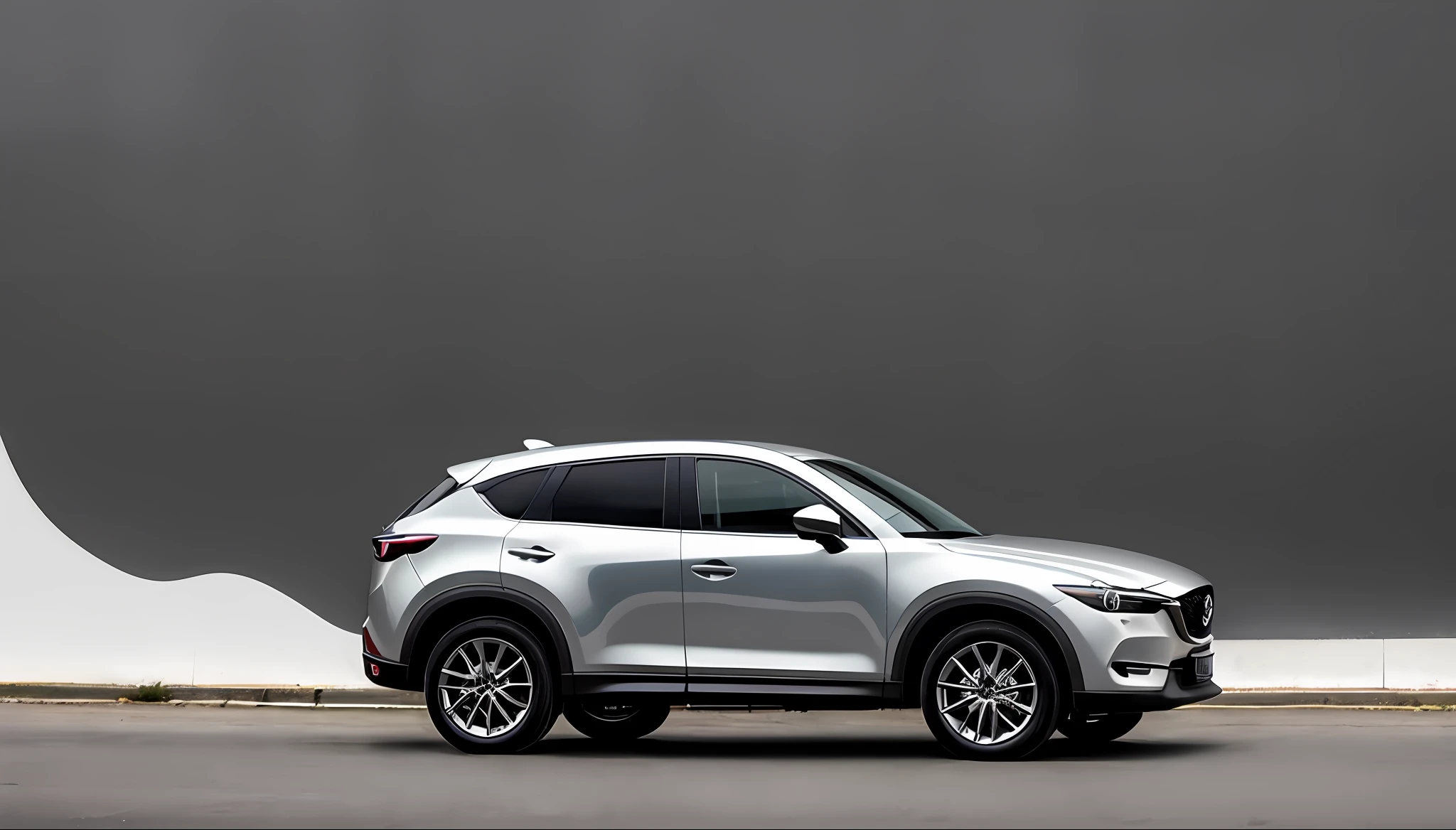 a gray mazda cx - 5 parked in front of a gradient background, 🤬 🤮 💕 🎀, gun metal grey, moonlight grey, steel gray body, flex, ƒ/5.0, hyper realistic ”, hyper realistic”, oz, concept, white pearlescent, titanium white, ad image, 3/4 front view, pearl, dark tint