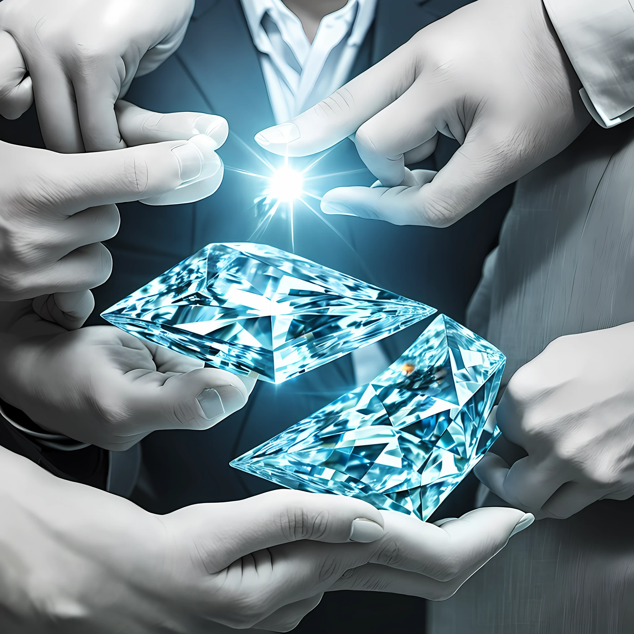 Diamond in the hands of a businessman