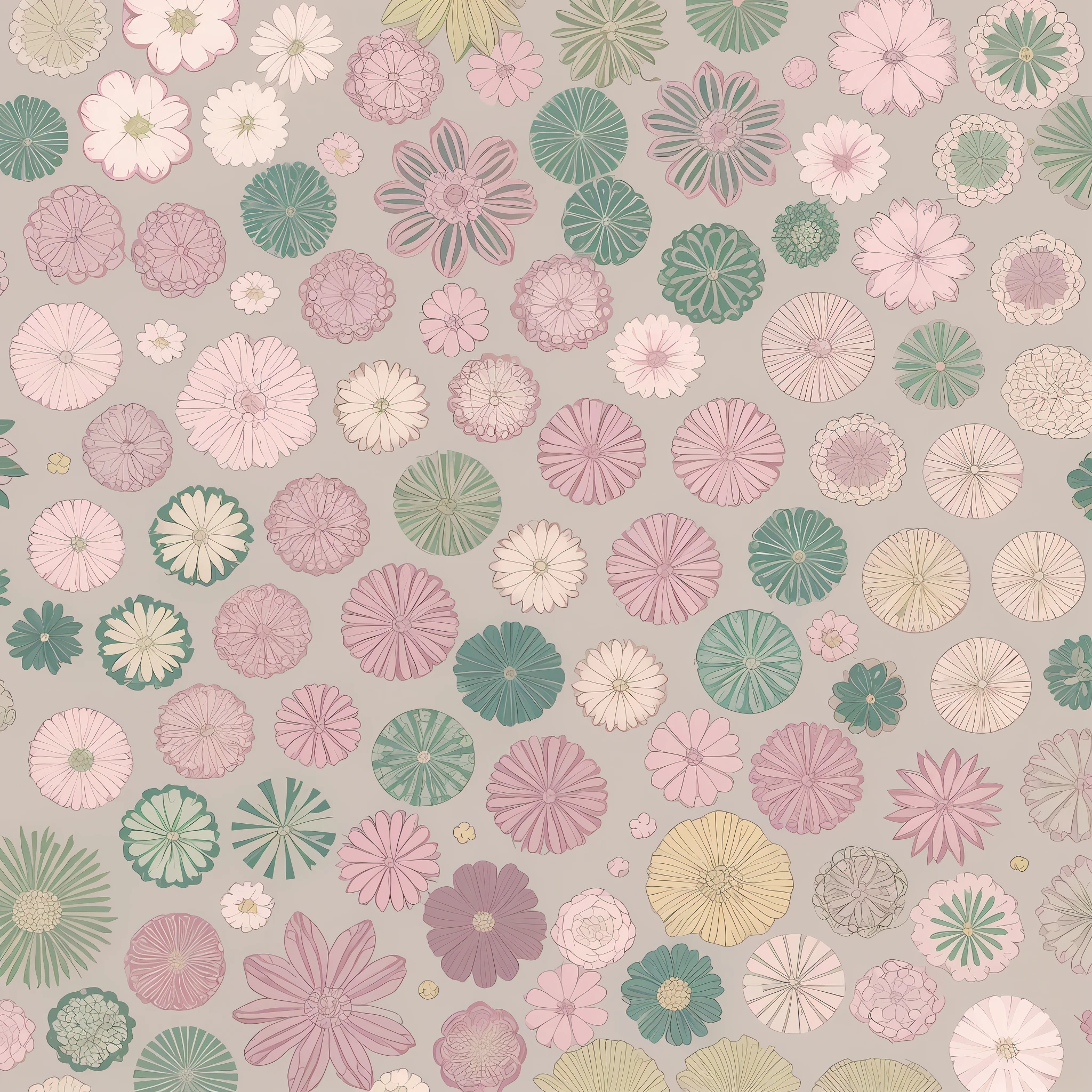 Small flower pattern label style, flat style, vector style, drawing style, naïve style, in very soft pastel colors such as old pink, moss green, light blue, beige, light yellow, pastel light purple, pastel white. WHITE BACKGROUND