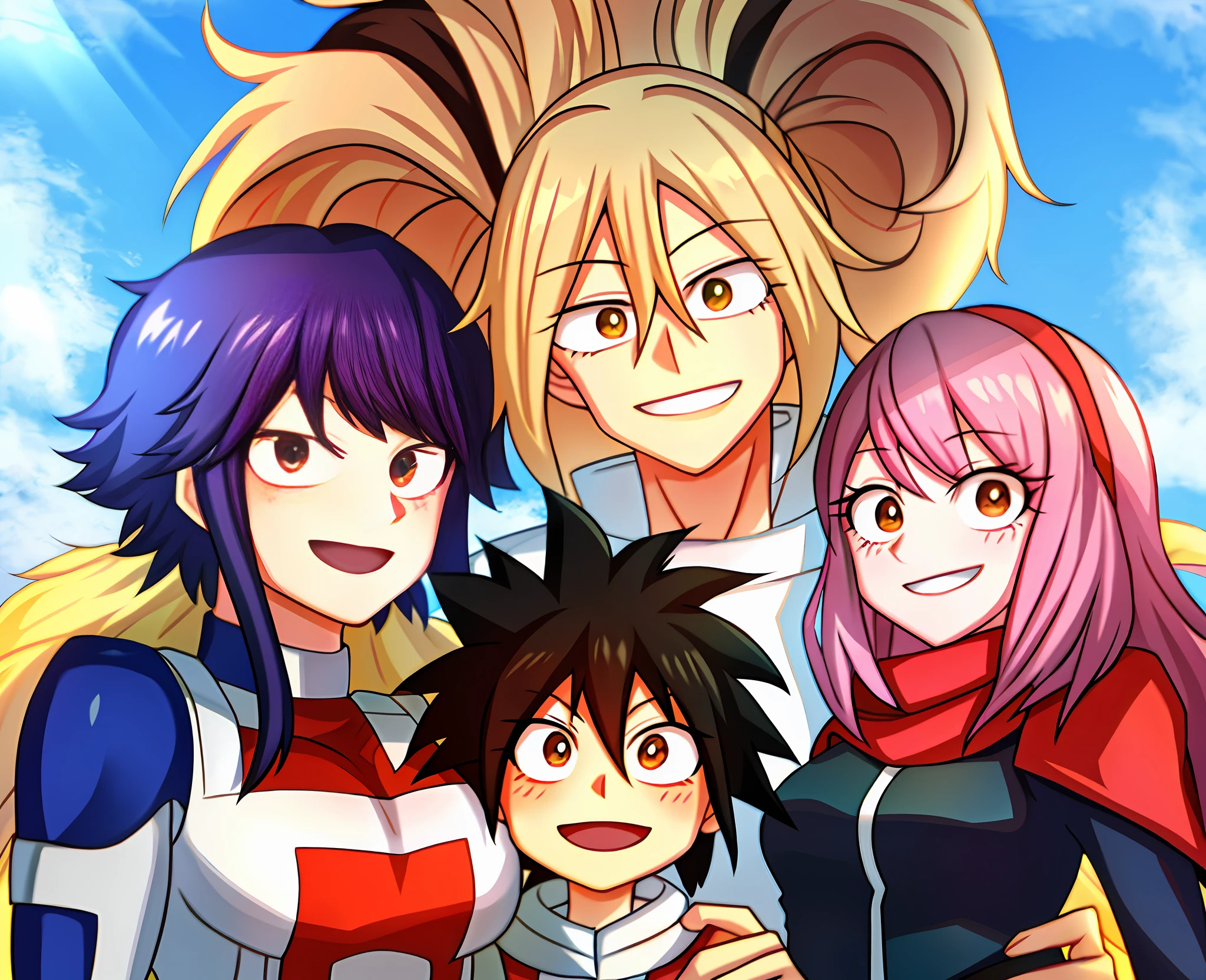 Family Photo, Tall, My Hero Academia art style.