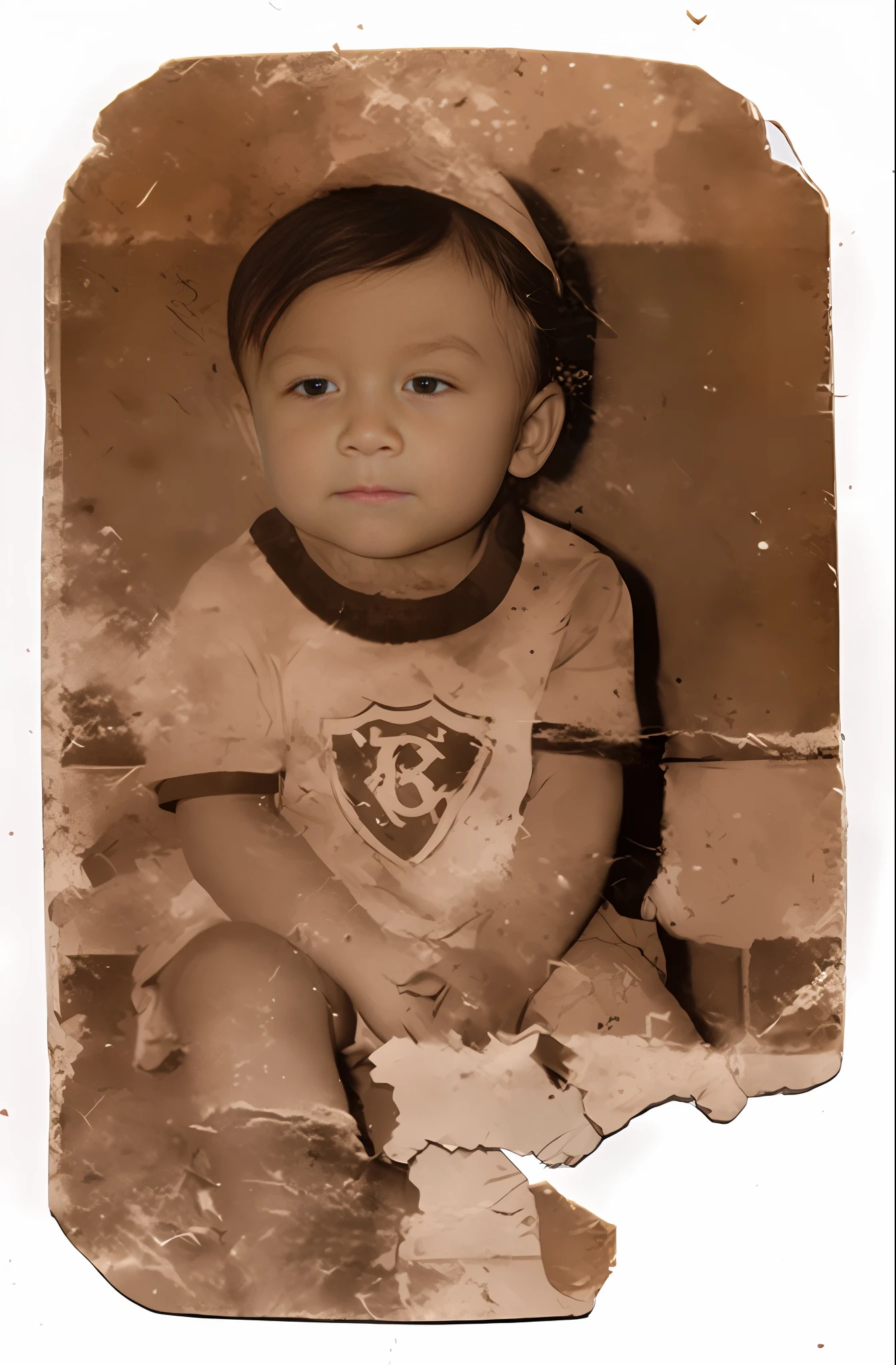 arafed photo of a young boy sitting on a brick wall, damaged photo, old photo, aged photo, old picture, very old photo, old photograph, grainy damaged photo, , realistic old photo, black and white old photograph, realistic old photograph, old photography, portrait picture, rare classified photo, an old balck and white photo