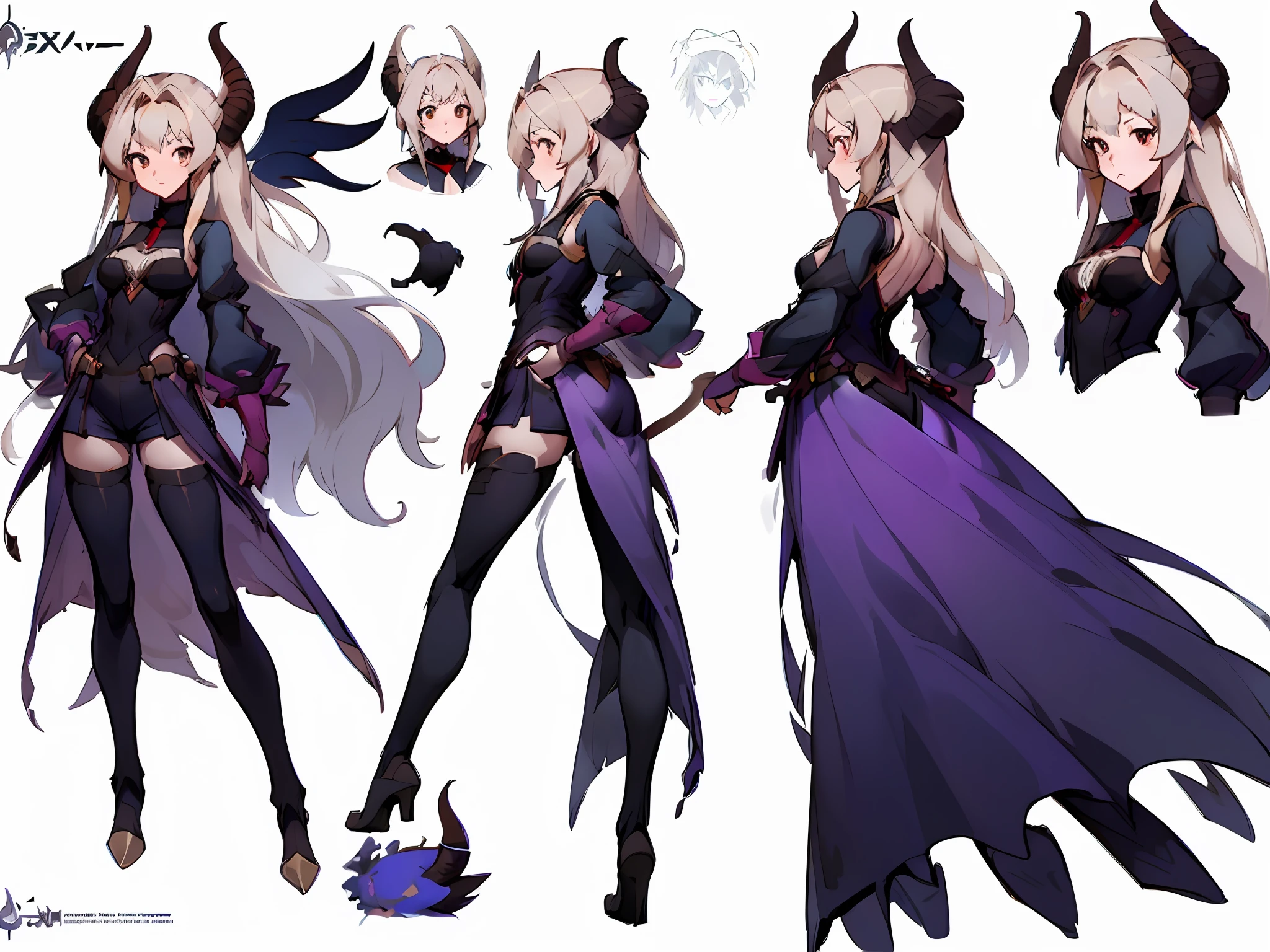 ((masterpiece)),(((best quality)),((character design sheet, same character, front, side, back)),illustration,1 girl, long hair, brown hair, beautiful eyes, environment Scene change, pose too, female werewolf, thighs, charturnbetalora, (single background, white background: 1.3), small breasts, neckline, lifesaving cloths