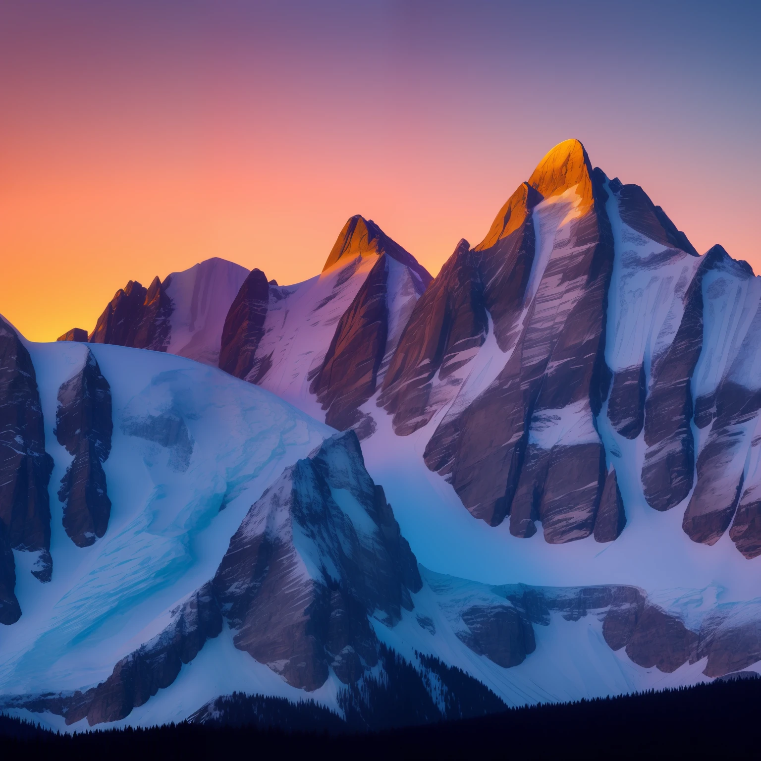 Beautiful mountain with a sunset behind