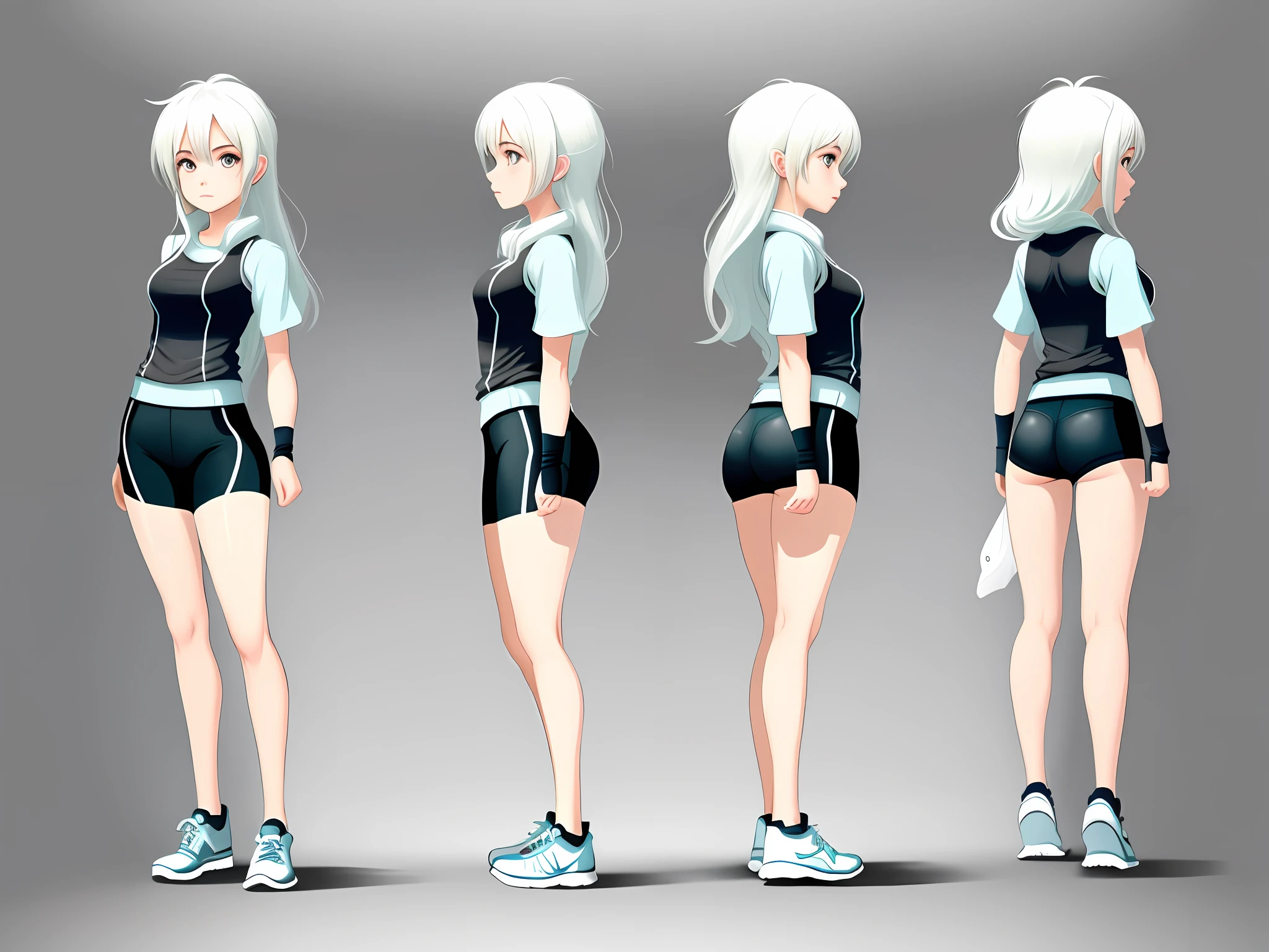 Image girl, same style, in running poses.