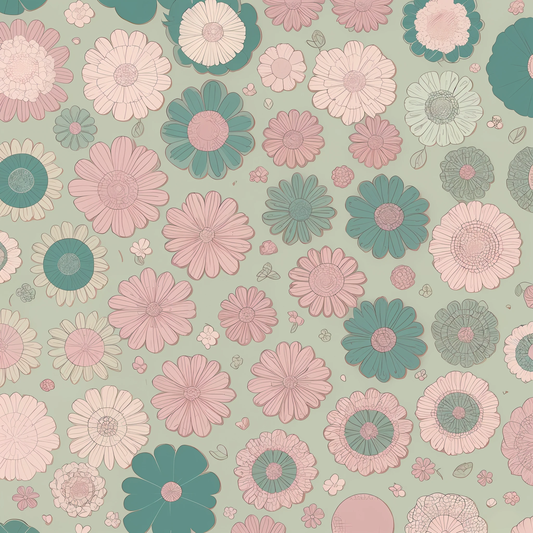 Small flower pattern label style, flat style, vector style, drawing style, naïve style, in very soft pastel colors such as old pink, moss green, light blue, beige, light yellow, ivory white. WHITE BACKGROUND