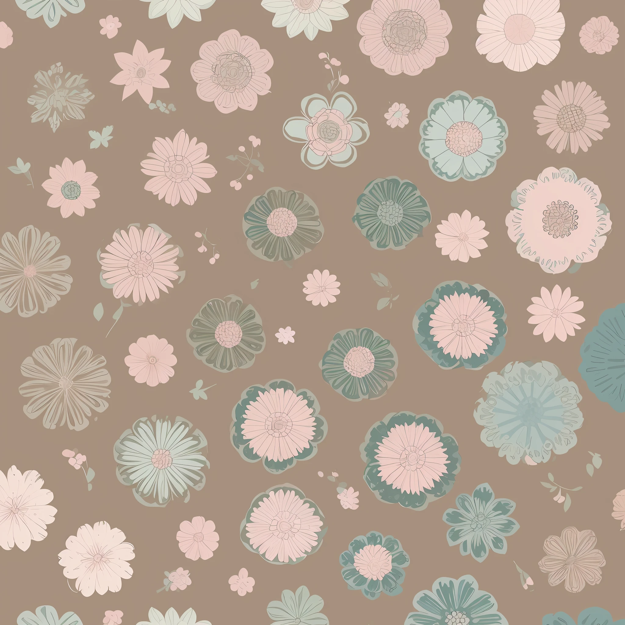 Small flower pattern label style, flat style, vector style, drawing style, naïve style, in very soft pastel colors such as old pink, moss green, light blue, pastel blue, beige, light yellow, pastel white. WHITE BACKGROUND