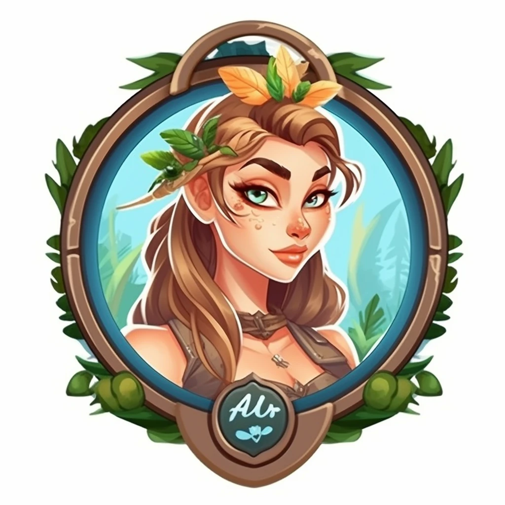 Game avatar frame, a icon design, round frame, white background, natural elements
