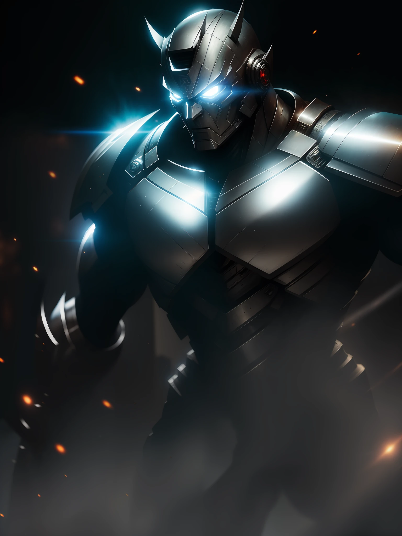 Movie scene, Silver Samurai from Marvel close-up shot, distorted space, distorted undead in the background, lens flares, light shafts, intricate details, highly detailed, volumetric lighting, 4k rendering, stock photo, hyper-realistic, realistic textures, dramatic lighting, Unreal Engine