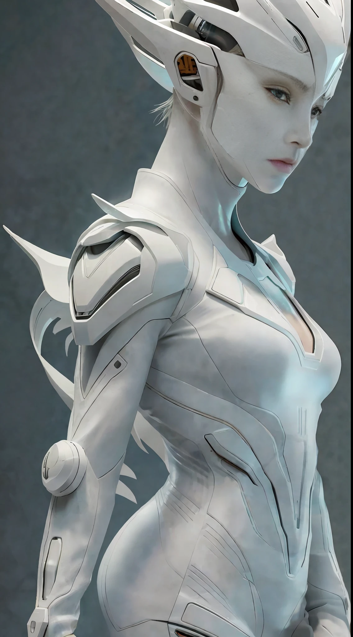 ((Futuristic style + Eco style: 1.2), White creature, Ultra detail conceptualization, Ceramics: 1.3), Perfect female anatomy: 1.3), Extreme Lighting: 1.2, Historical Film Style, Cinematic Lighting Photos: 1.3), Epic-bashing: 1.2, Extremely High Detail Post: 1.3, 8K No Noise: 1.2))