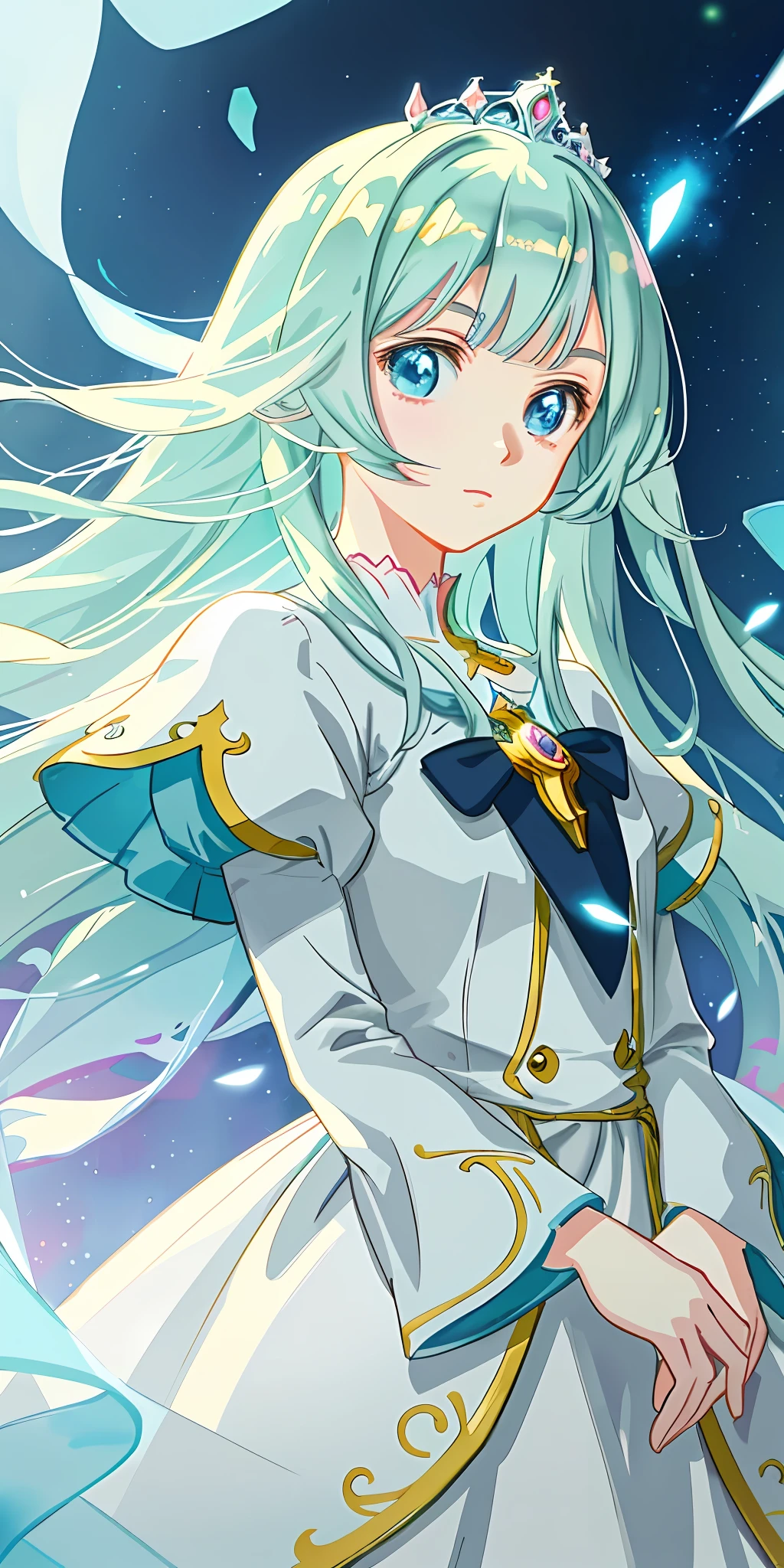perfectly structured, watercolor, digital illustration, anime style, the immaculate princess of light, highly detailed, volumetric lighting, kawaii pastel colors, dynamic composition, sharp and crisp image, delicate, sublime, beautiful beyond words,