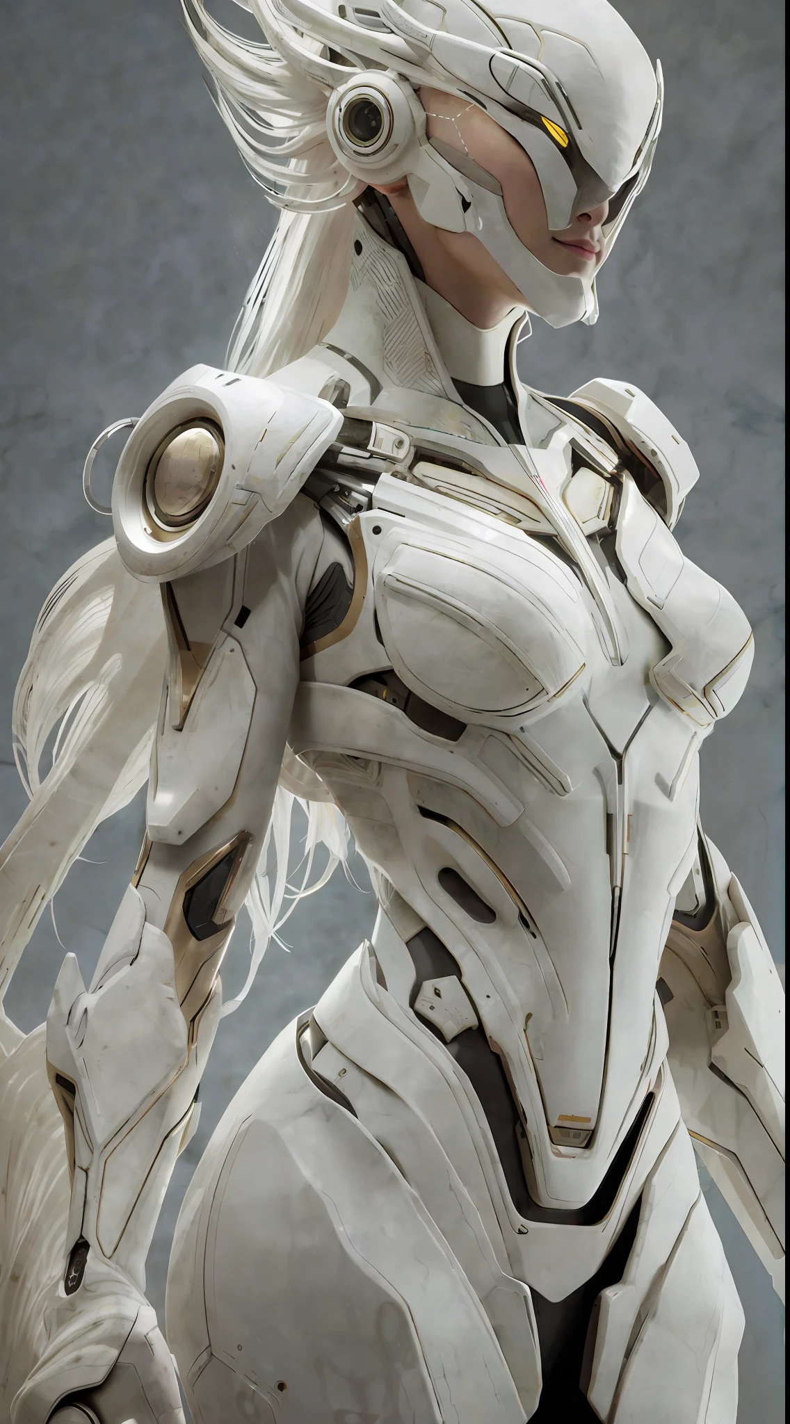 ((Futuristic style + Eco style: 1.2), White creature, Ultra detail conceptualization, Ceramics: 1.3), Perfect female anatomy: 1.3), Extreme Lighting: 1.2, Historical Film Style, Cinematic Lighting Photos: 1.3), Epic-bashing: 1.2, Extremely High Detail Post: 1.3, 8K No Noise: 1.2))
