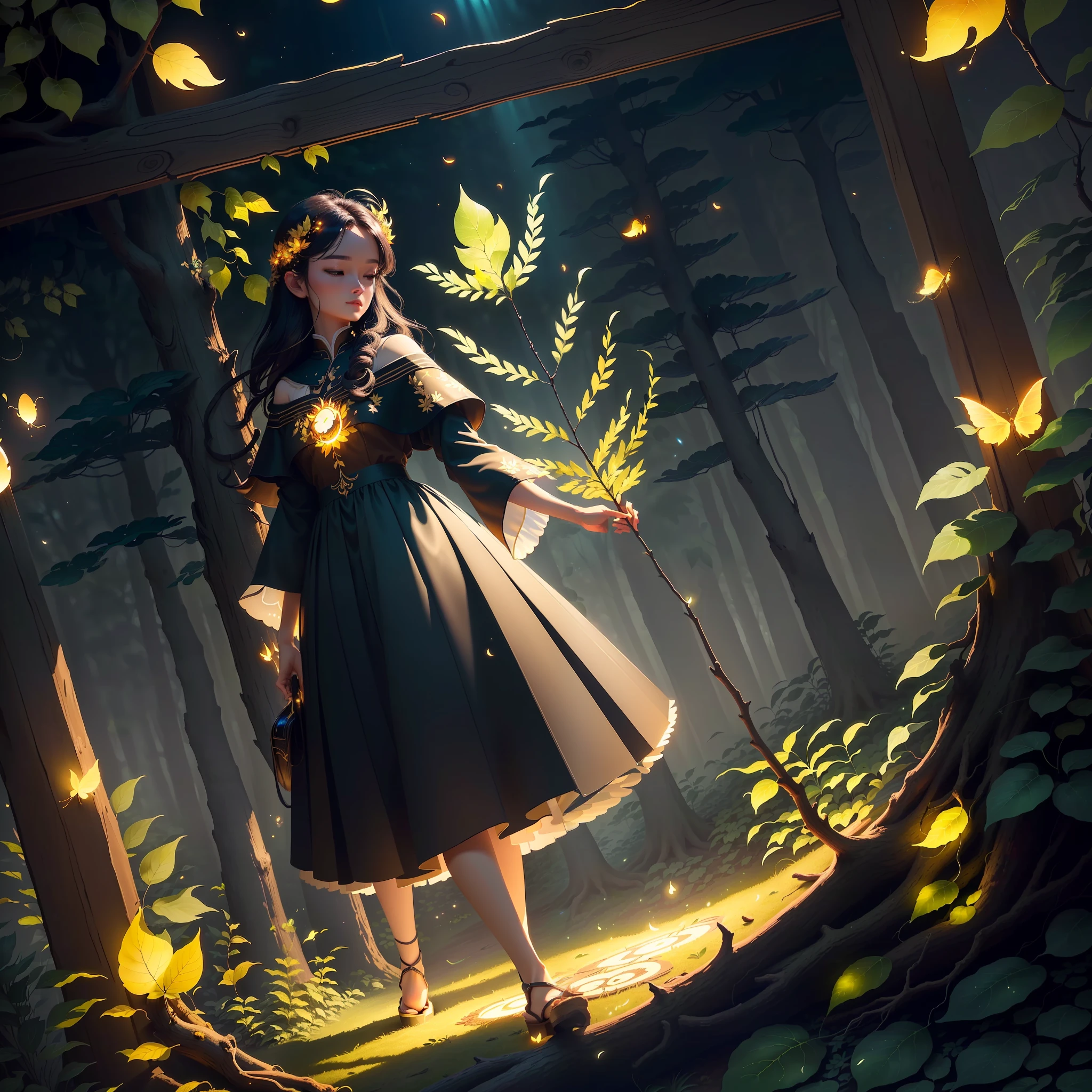 Masterpiece, best quality, (blank middle border), (blank middle border), (very detailed CG unity 8k wallpaper), (best quality), (best illustration), (best shadow), (round border design) forest theme and nature elements. The avatar frame is designed as a circle, the avatar frame is surrounded by very dense leaves and branches, with fireflies and glowing particle effects, (natural elements), (jungle theme), (circle), (luxury leaves), (branches), (fireflies), (leaves), (glow), (particle effects). , isometric, ray tracing, ultra-detailed