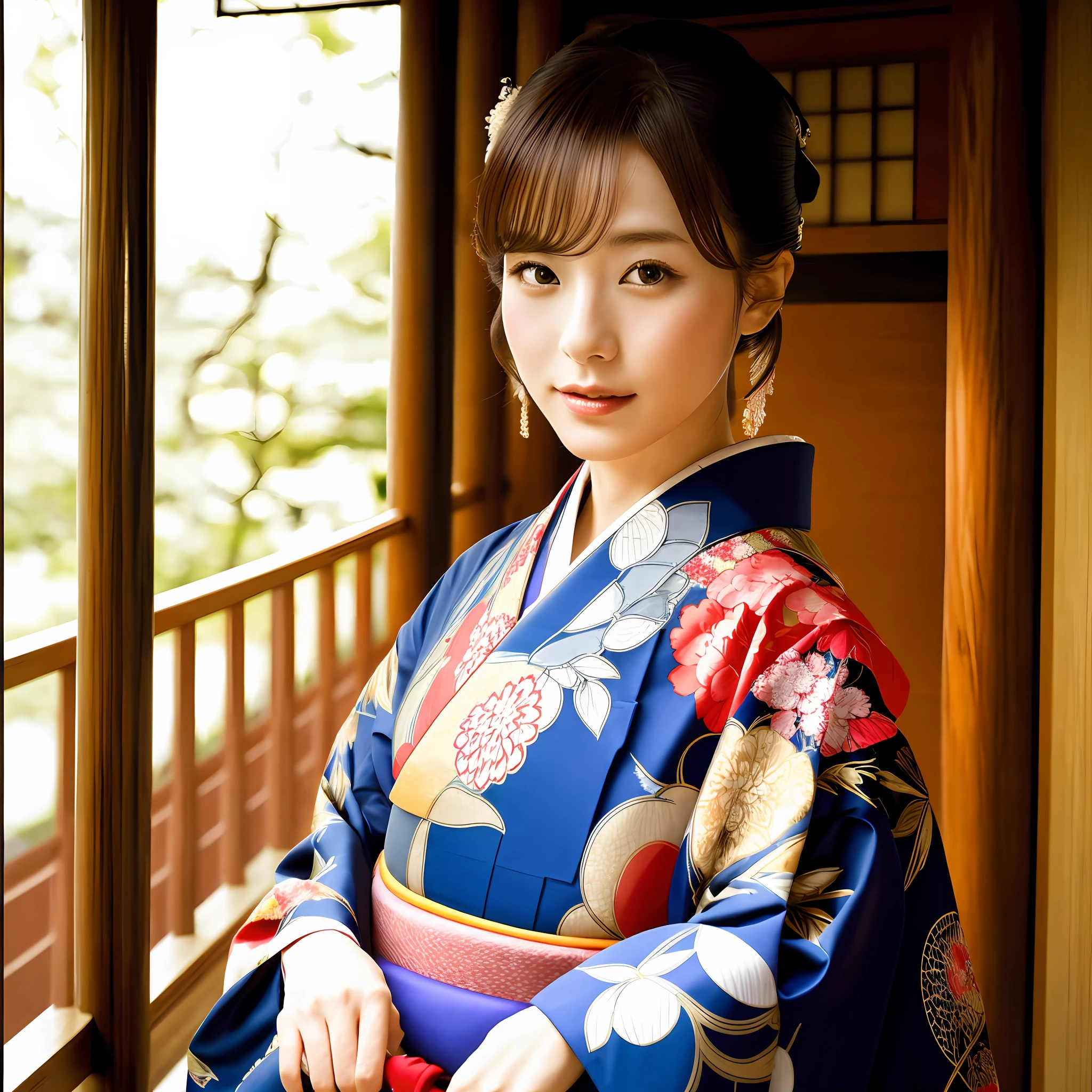 Best quality, masterpiece, ultra high res, portrait, (photorealistic:1.4), raw photo,elegant Japan woman, wearing kimono, Japan kimono, Japan model, kimono