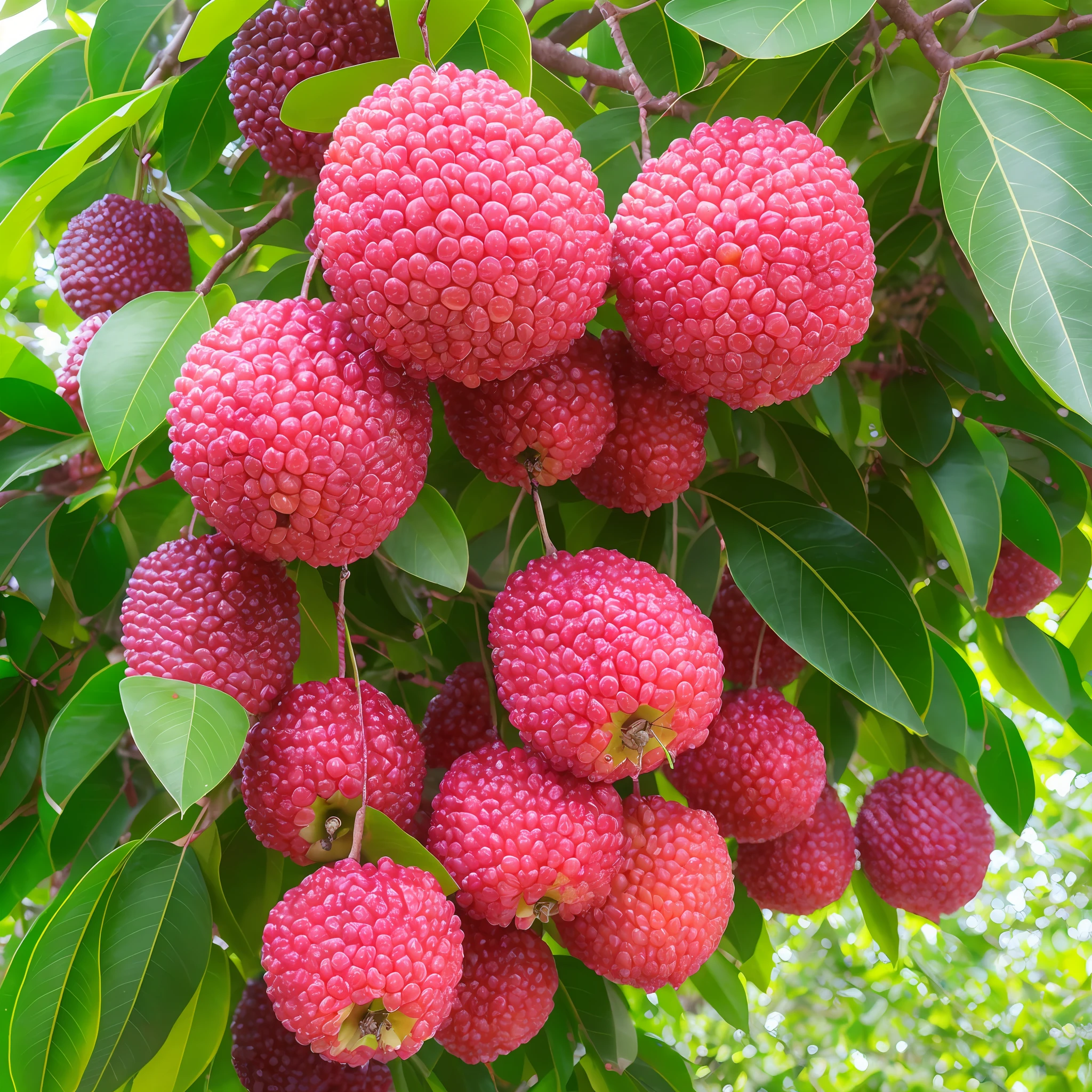a close up of a bunch of litchi fruits hanging from a tree, fruit, 1/30, fruit trees, mangosteen, f4.5, f 2. 4, photos, 4 8 0 p, f 2. 0, 480p, kuntilanak on tree, online, ( ( illustration, f 2.5, adult