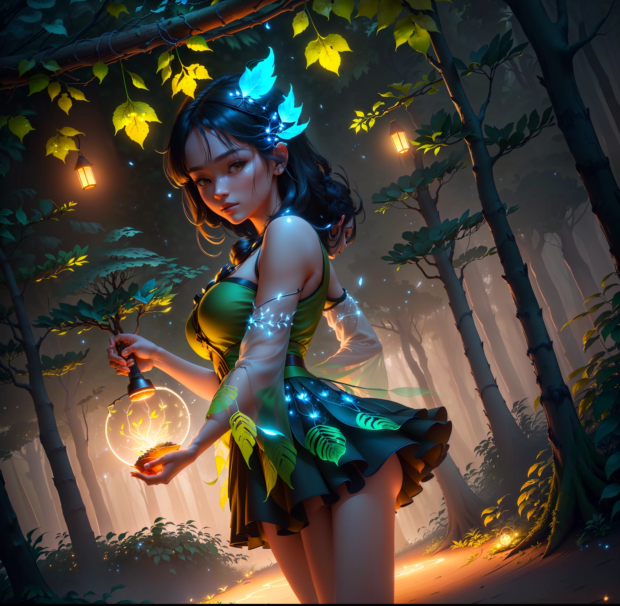 Masterpiece, best quality, (ultra-fine CG unity 8k wallpaper), (best quality), (best shadow), UI interface framework design uses natural elements of a jungle theme. The avatar frame is designed in a circle, surrounded by delicate leaves and branches, and there are also fireflies and glowing particle effects, (UI interface frame design), (natural elements), (jungle theme), (round shape), (leaves), (branches), (fireflies), (glow), (particle effects). , isometric 3d, octane rendering, ray tracing, super detailed