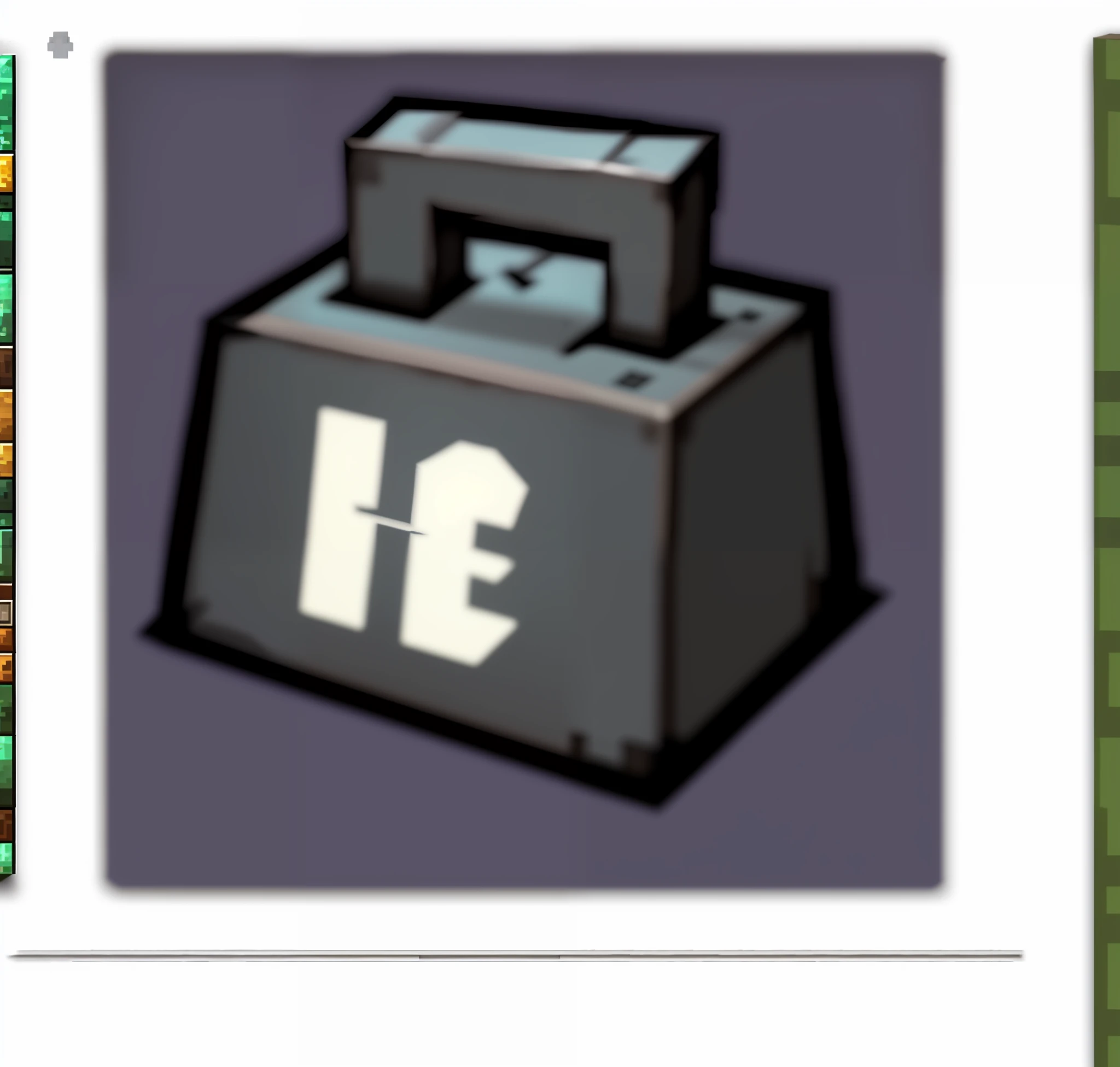 there is a picture of a bag with the word it on it, item art, rpg item, video game item, modular item, loot, inventory item, loot box, legendary item, tf2, tf 2, rpg game item, league of legends inventory item, game icon asset, screencapture, in minecraft, style of the game rimworld, random detail