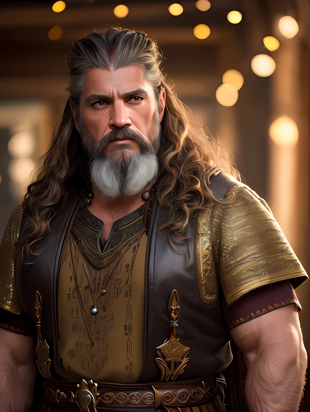 A very rustic handsome and attractive middle age man, full focus, tiltshift, ethereal, cinematic, shimmering lights, vikings, god, mythological king, grotesque, upper body, fierce, tumblr contest winner, hurufiyya, renaissance painting, very strong and masculine, movie still, cinematic lighting. photograph, detailed symmetric realistic face, extremely detailed natural texture, peach fuzz, long hair, masterpiece, absurdres, nikon d850 film stock photograph, kodak portra 400 camera f1.6 lens, extremely detailed, amazing, fine detail, hyper realistic lifelike texture, dramatic lighting, unrealengine, trending on artstation, cinestill 800 tungsten, looking at the viewer, photo realistic, RAW photo, TanvirTamim, high quality, highres, sharp focus, extremely detailed, cinematic lighting, 8k uhd,-imagine-