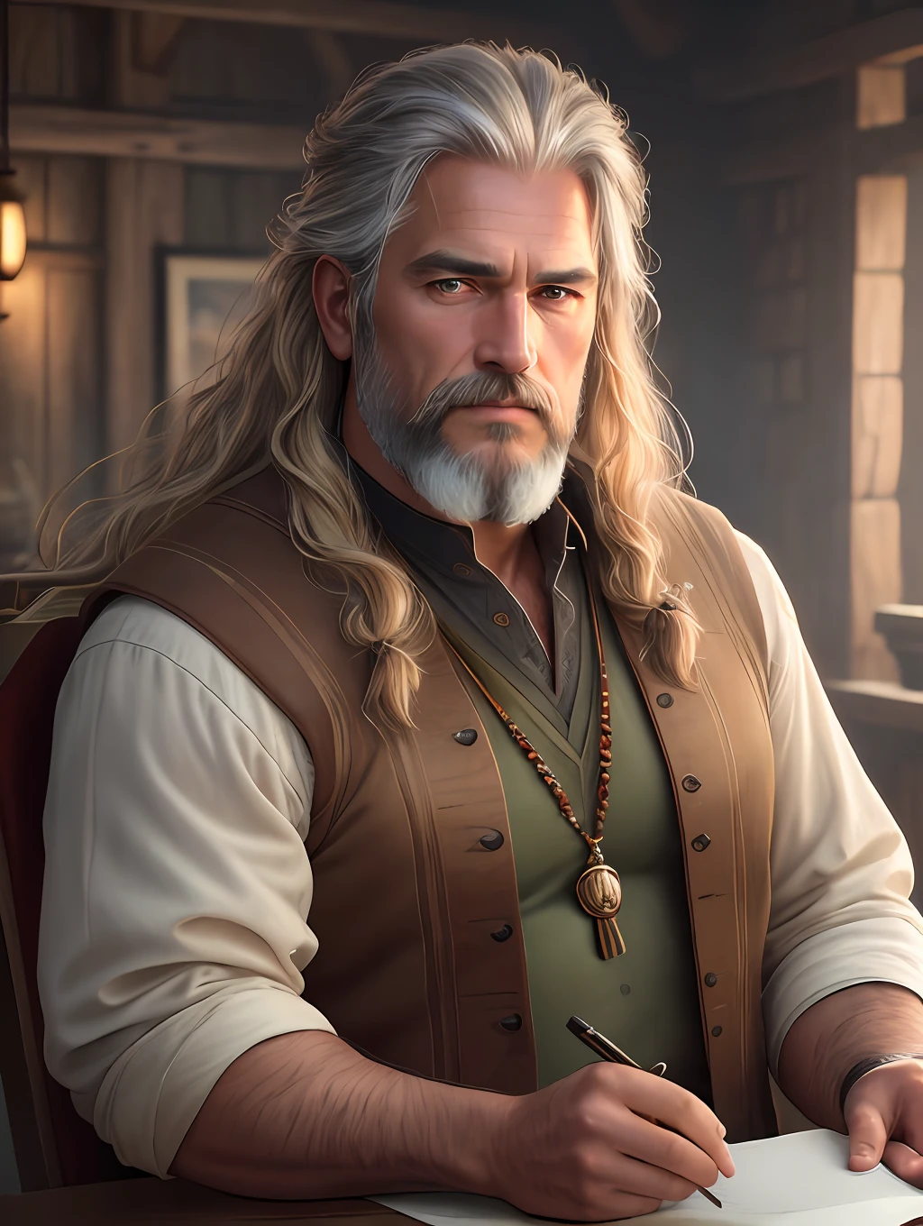 A very rustic handsome and attractive middle age man, full focus, tiltshift, ethereal, cinematic, shimmering lights, vikings, god, mythological king, grotesque, upper body, fierce, long windy hair, tumblr contest winner, hurufiyya, renaissance painting, very strong and masculine, movie still, cinematic lighting. photograph, detailed symmetric realistic face, extremely detailed natural texture, peach fuzz, long hair, masterpiece, absurdres, nikon d850 film stock photograph, kodak portra 400 camera f1.6 lens, extremely detailed, amazing, fine detail, hyper realistic lifelike texture, dramatic lighting, unrealengine, trending on artstation, cinestill 800 tungsten, looking at the viewer, photo realistic, RAW photo, TanvirTamim, high quality, highres, sharp focus, extremely detailed, cinematic lighting, 8k uhd,-imagine-
