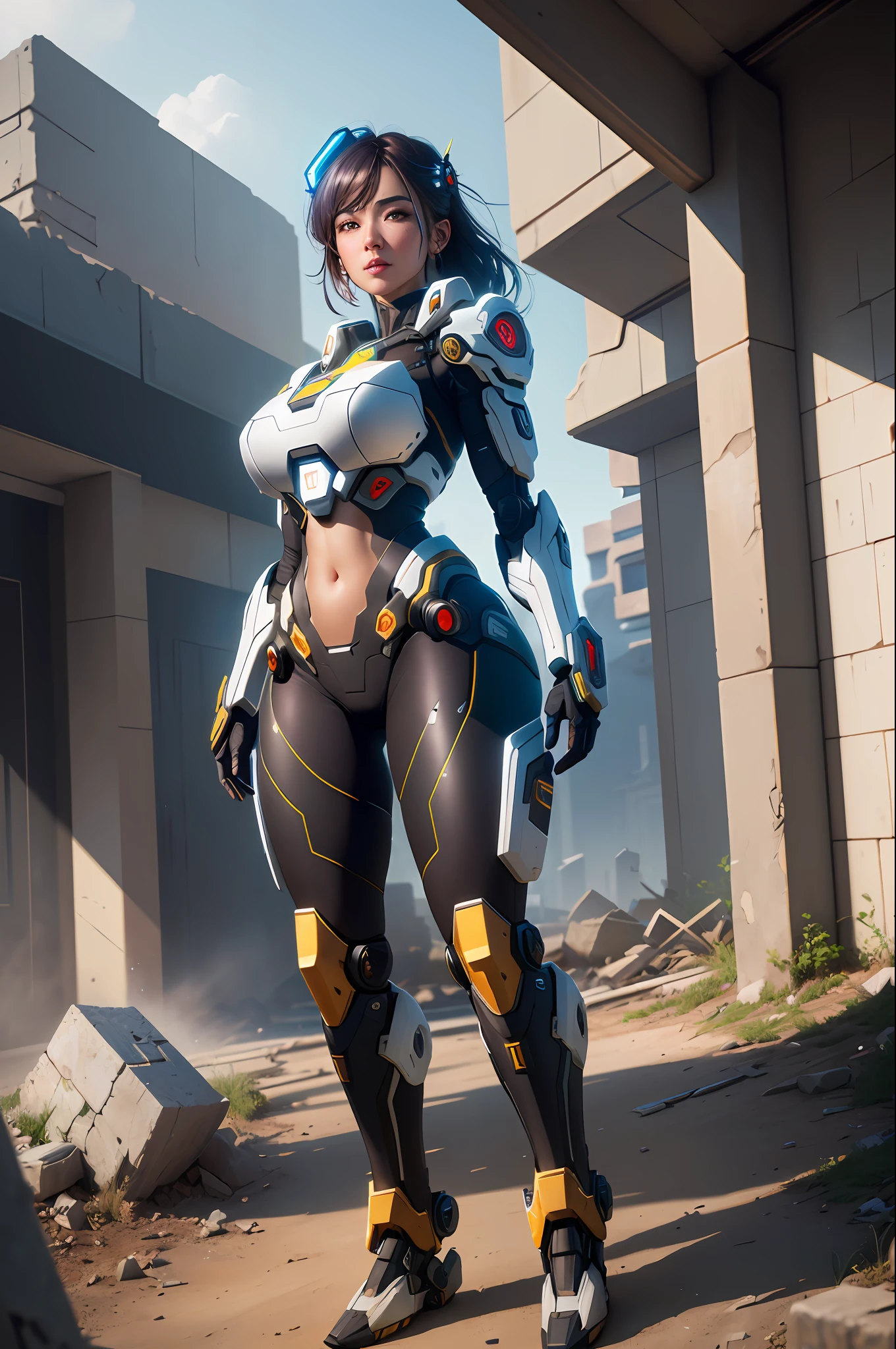 ((Best quality)), ((masterpiece)), (highly detailed:1.3), 3D,Shitu-mecha, beautiful cyberpunk women with her mecha in the ruins of city from a forgoten war, ancient technology,HDR (High Dynamic Range),Ray Tracing,NVIDIA RTX,Super-Resolution,Unreal 5,Subsurface scattering,PBR Texturing,Post-processing,Anisotropic Filtering,Depth-of-field,Maximum clarity and sharpness,Multi-layered textures,Albedo and Specular maps,Surface shading,Accurate simulation of light-material interaction,Perfect proportions,Octane Render,Two-tone lighting,Low ISO,White balance,Rule of thirds,Wide aperature,8K RAW,Efficient Sub-Pixel,sub-pixel convolution,luminescent particles,light scattering,Tyndall effect