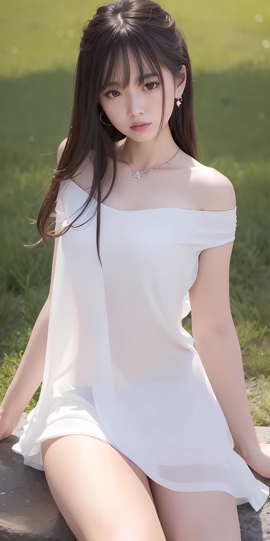 Best quality, masterpiece, high resolution, 1girl, porcelain dress, hair accessories, necklace, jewelry, beautiful face, on the body, Tyndall effect, realistic, dark studio, edge lighting, two-tone lighting, (high detail skin: 1.2), 8k UHD, dslr, soft light, high quality, volumetric light, candid, photo, high resolution, 4k, 8k, background blur,