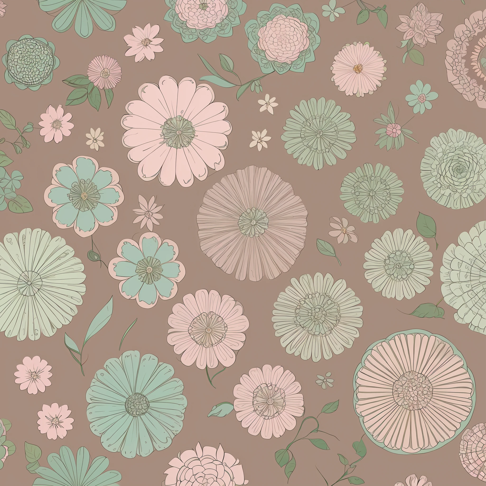 Small flower pattern label style, flat style, vector style, drawing style, naïve style, in very soft pastel colors such as old pink, moss green, pastel green, pastel blue, beige, light yellow, white.