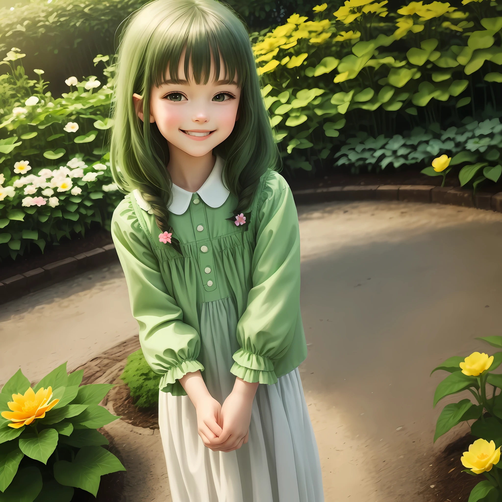 With smiling faces, the parents led Emily to the garden. There, a vibrant green color welcomes them. Emily gently stroked the petals with her small hands and felt the beauty of nature.