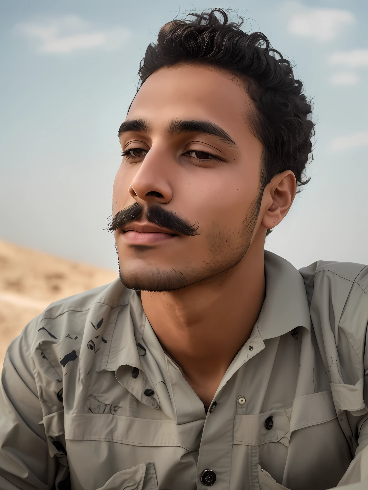 Man with moustache and shirt, around 19 years old, Mohamed Chahin, Atef, taken in early 2020, no mustache, slightly dirty face, dirty greasy face, Amr Elshamy, no beard and mustache, Saadane Afif, Mohamed Chahin style, Mohamed Reda, mcdonalds scenery