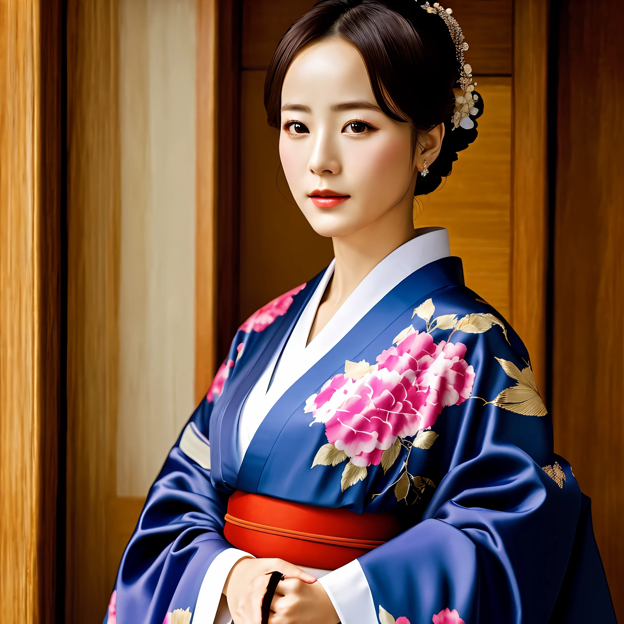 Top Quality, Masterpiece, Ultra High Resolution, Portrait, (Photorealistic:1.4),kimono