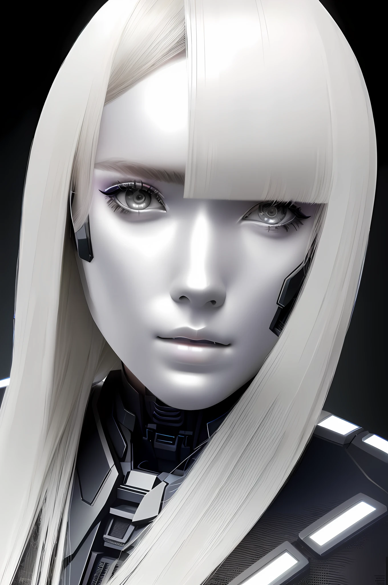 best quality, extremely detailed, (POV, 1girl, Robot Girl (solo), anime, kuroyu style, gray skin, facial implants, bionic armor, metal bones, steel and titanium leather, bionic face, mechanical joints, hard eye circle, extremely detailed full-body armor, jet engines, dark dynamic background, glowing eyes, cyberpunk style, glowing aura), dynamic pose, android girl, cyberpunk, computer glitch, holograms, hacking, absurdity, in a hyper-detailed room full of computers and computer screens, (best quality), digital illustration of the cyber dead,