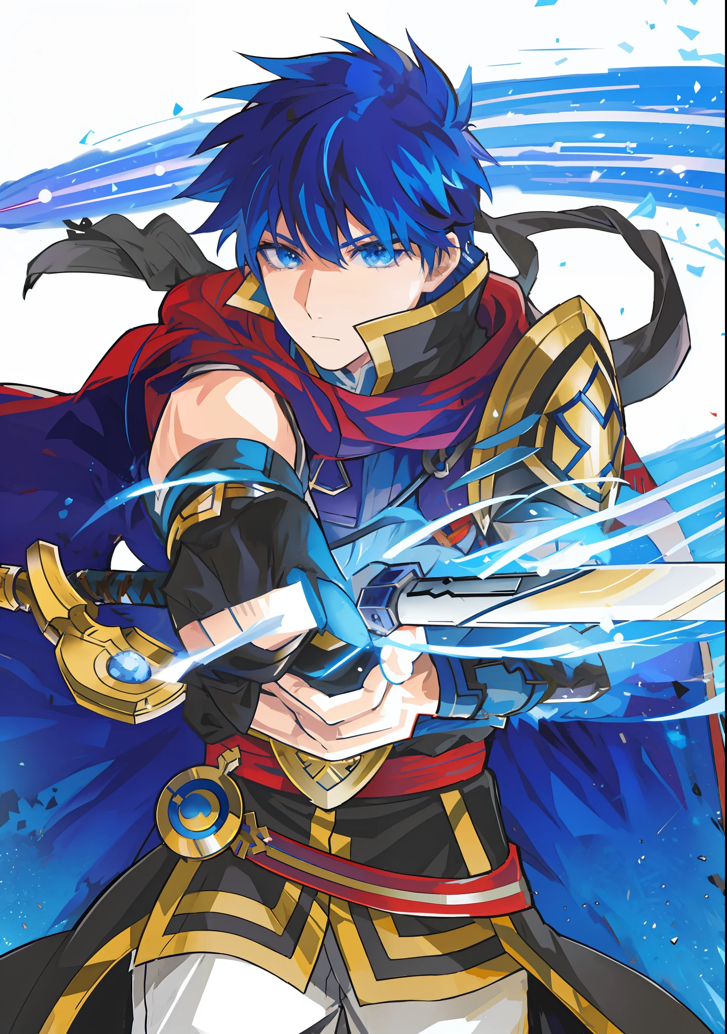 anime character with blue hair and a sword in his hand, ike in real life, nobutaka ike, fire emblem, fus rei, hero 2 d fanart artsation, casimir art, young shadow mage male, inspired in kris from deltarrune, advanced digital anime art ”, robin, masamune shiro, key anime art, official art, battle mage