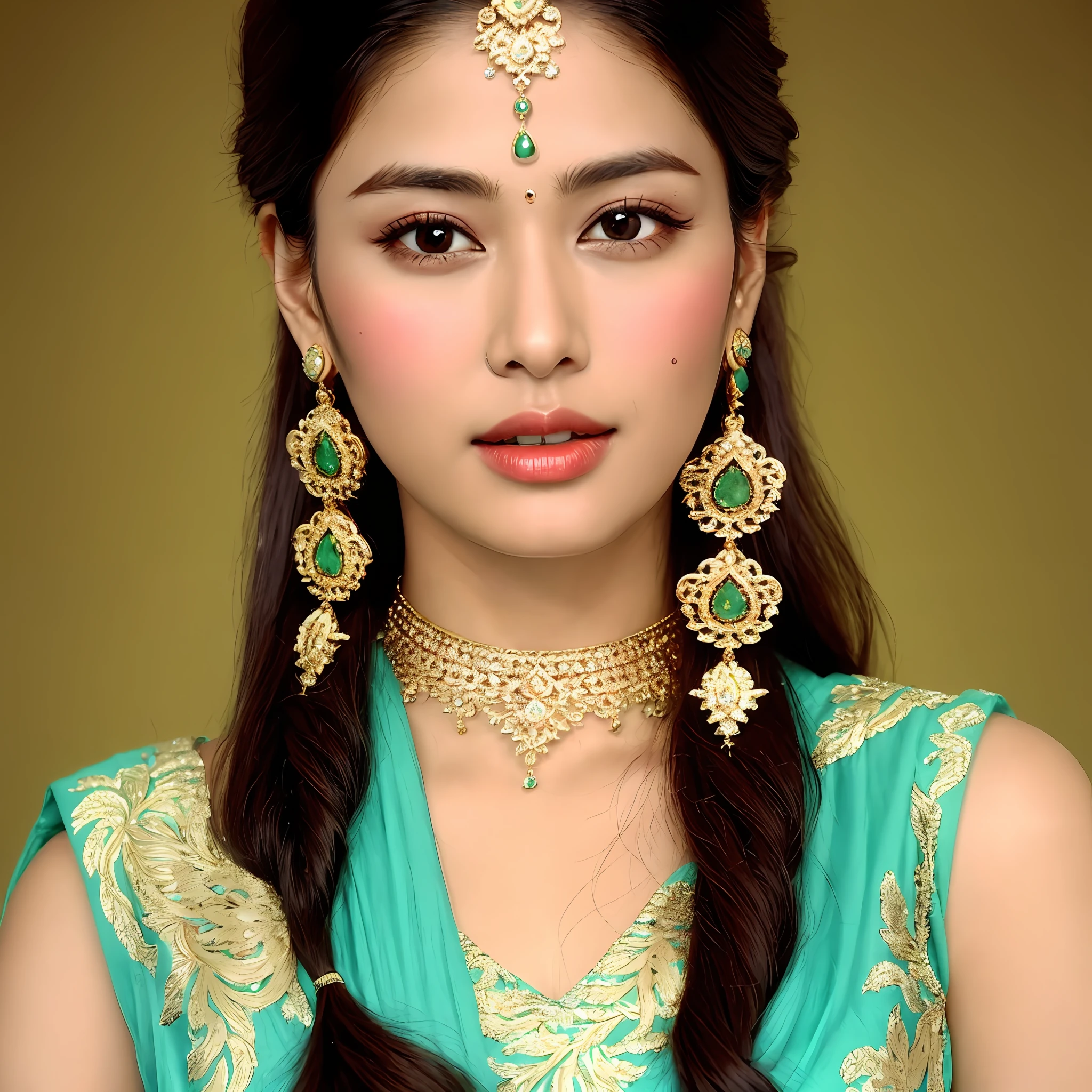 **a beautiful woman from India wearing jewellery** -