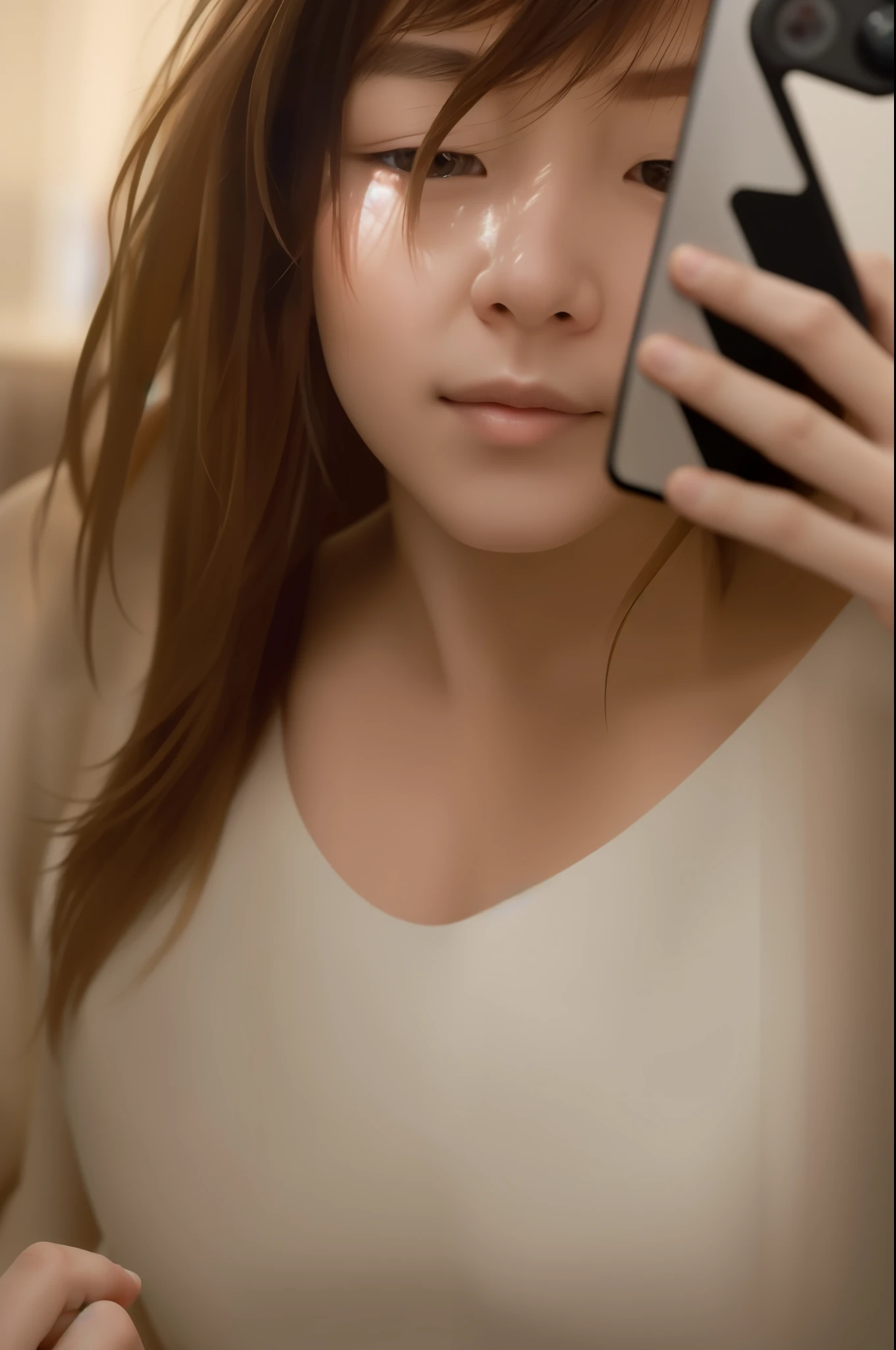 (absurdres), (masterpiece), (highest quality), (best quality), (sharp focus), (soft lighting), realistic, (beautiful), a woman, taking selfie