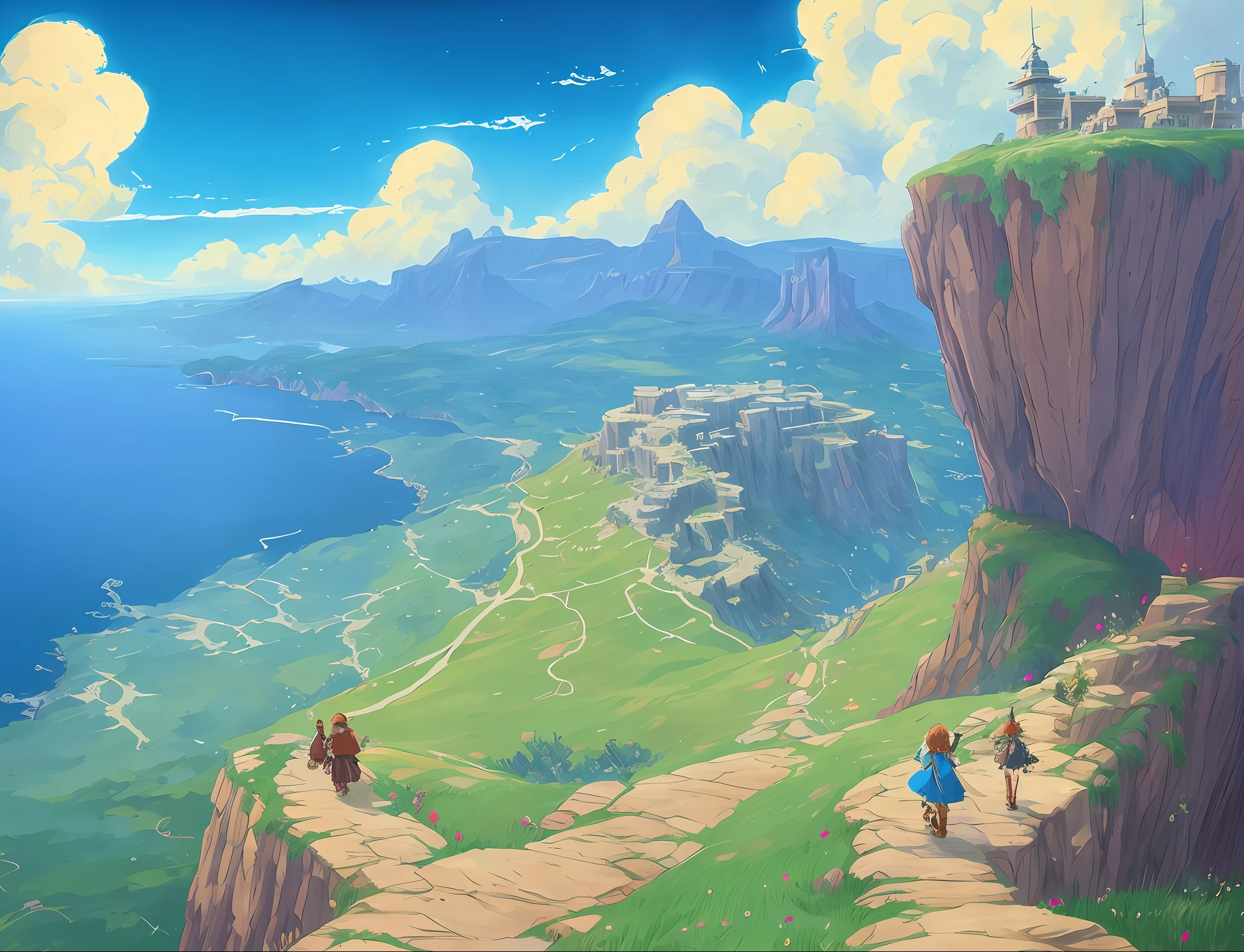 Howl's Moving Castle Ghibli, by Miyazaki, Nausicaa Ghibli, Breath of the Wild, magnificent composition