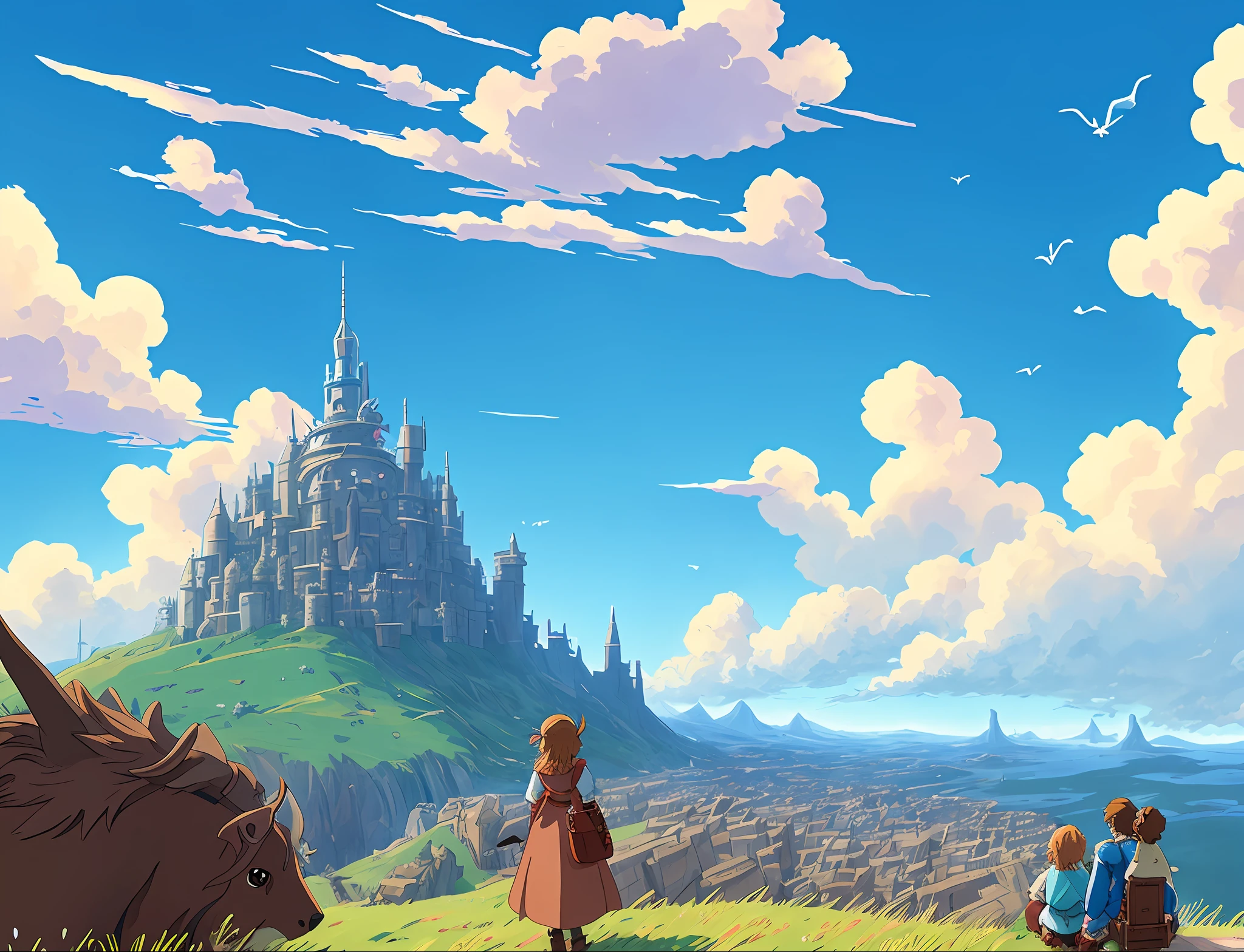 Howl's Moving Castle Ghibli, by Miyazaki, Nausicaa Ghibli, Breath of the Wild, magnificent composition