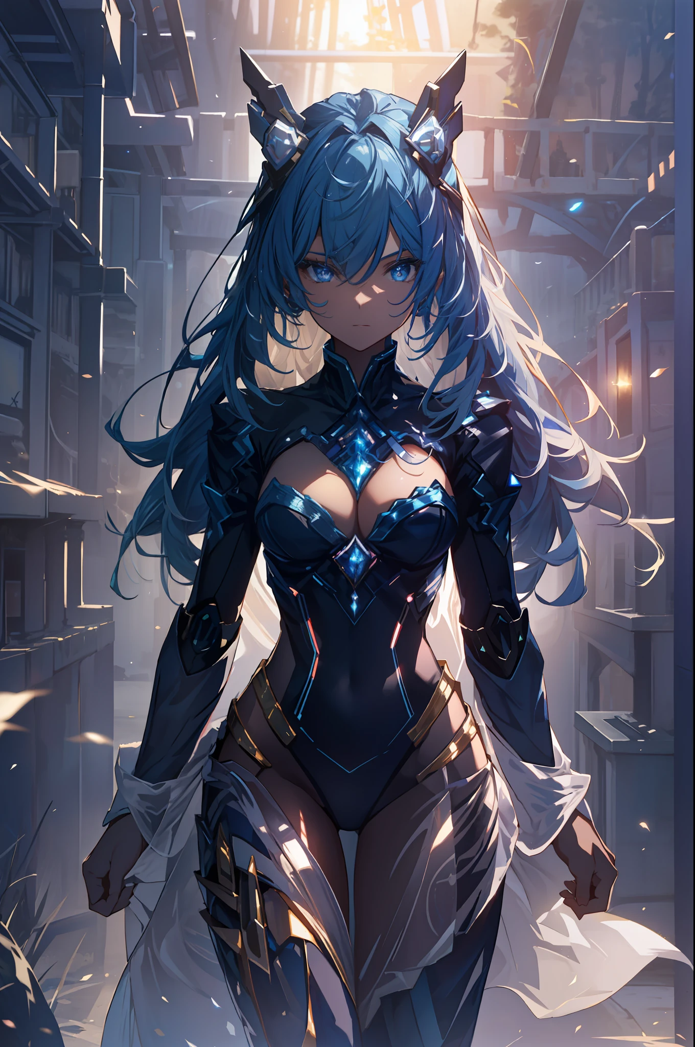 masterpiece, best quality, 1girl, magician, Mysterious expression,magical effects like sparkles or energy, flowing robes or enchanting attire, magical creatures or mystical background, rim lighting, side lighting, cinematic light, ultra high res, 8k uhd, film grain,best shadow, delicate, RAW, light particles, detailed skin texture, detailed cloth texture, beautiful face,mecha musume, mechanical arms, headgear, bodysuit , fighting stance ,holding sword,attack