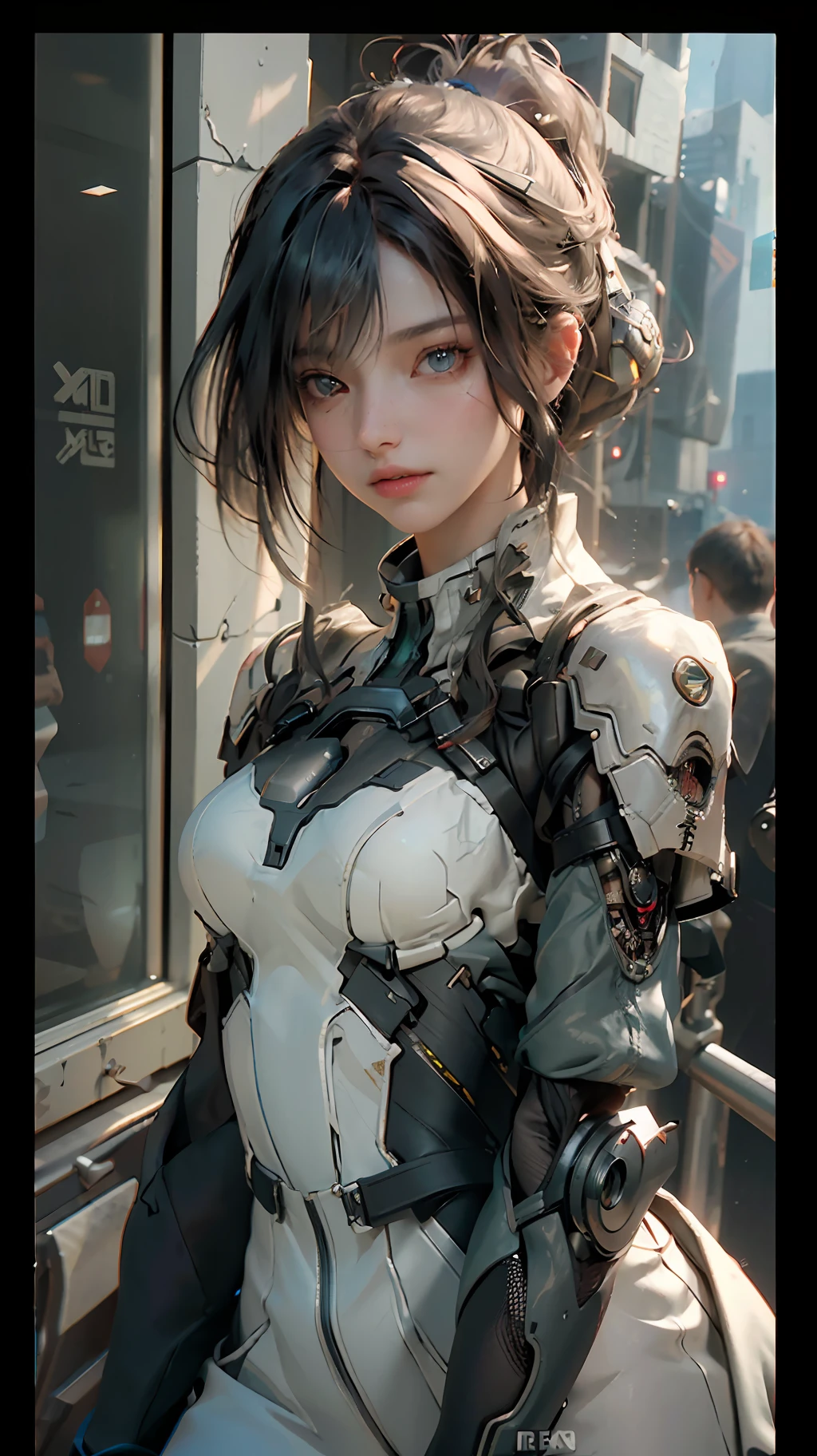 ((Best quality)), ((masterpiece)), (detailed:1.4), 3D, an image of a beautiful cyberpunk female,HDR (High Dynamic Range),Ray Tracing,NVIDIA RTX,Super-Resolution,Unreal 5,Subsurface scattering,PBR Texturing,Post-processing,Anisotropic Filtering,Depth-of-field,Maximum clarity and sharpness,Multi-layered textures,Albedo and Specular maps,Surface shading,Accurate simulation of light-material interaction,Perfect proportions,Octane Render,Two-tone lighting,Wide aperture,Low ISO,White balance,Rule of thirds,8K RAW,