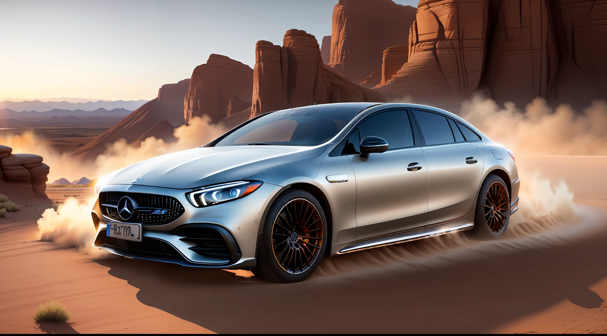 racing, high detail, off-road, detailed, eqs Mercedes, car, 8k resolution, masterpiece, village mountain background, desert, lighting best resolution, rock fashion design, forward turn 3:1 degree view, exhaust flash, daylight, (((change background only)))