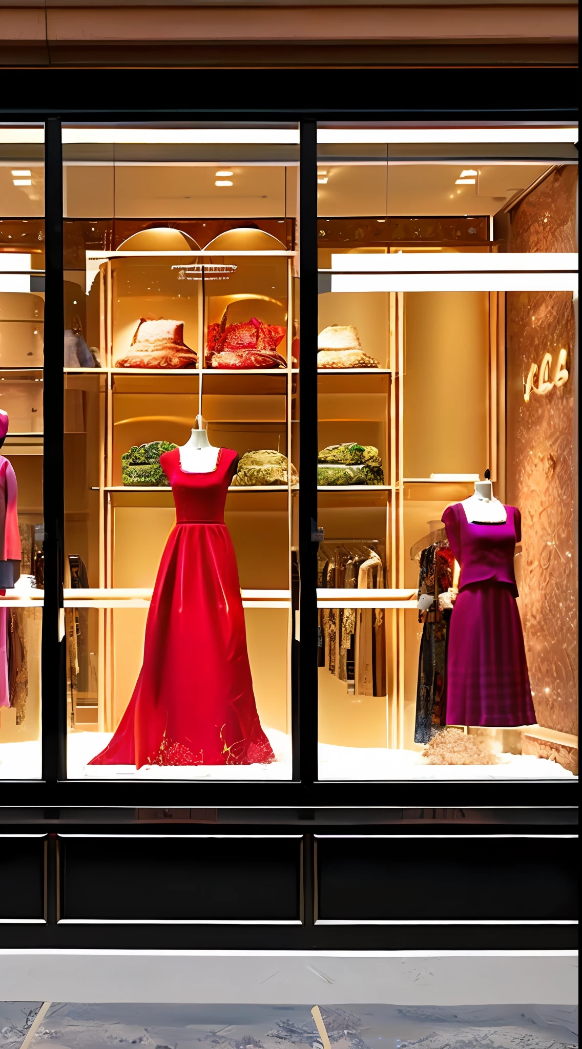 Women's clothing store, window, warm, cute, romantic, --v 5.1