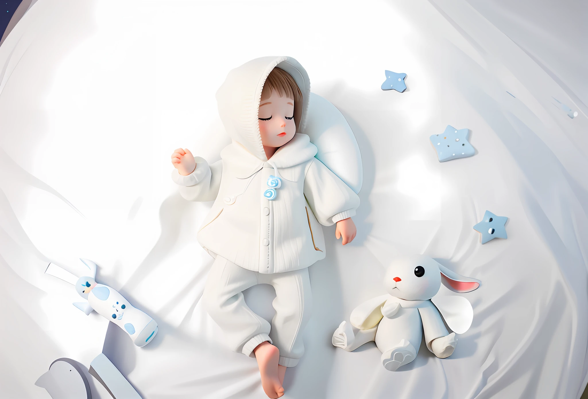 White rabbit toy lying down