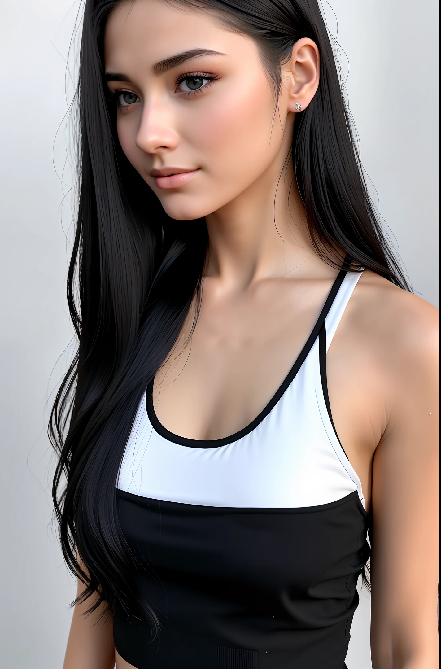(top quality, 4k, masterpiece: 1.3), beauty, 1 girl, sexy: 1.1, black long hair: 1.1, (rain wet, rain wet, wet body: 1.2), white tank top, ultra detailed face, detailed lips, detailed eyes, double eyelids,