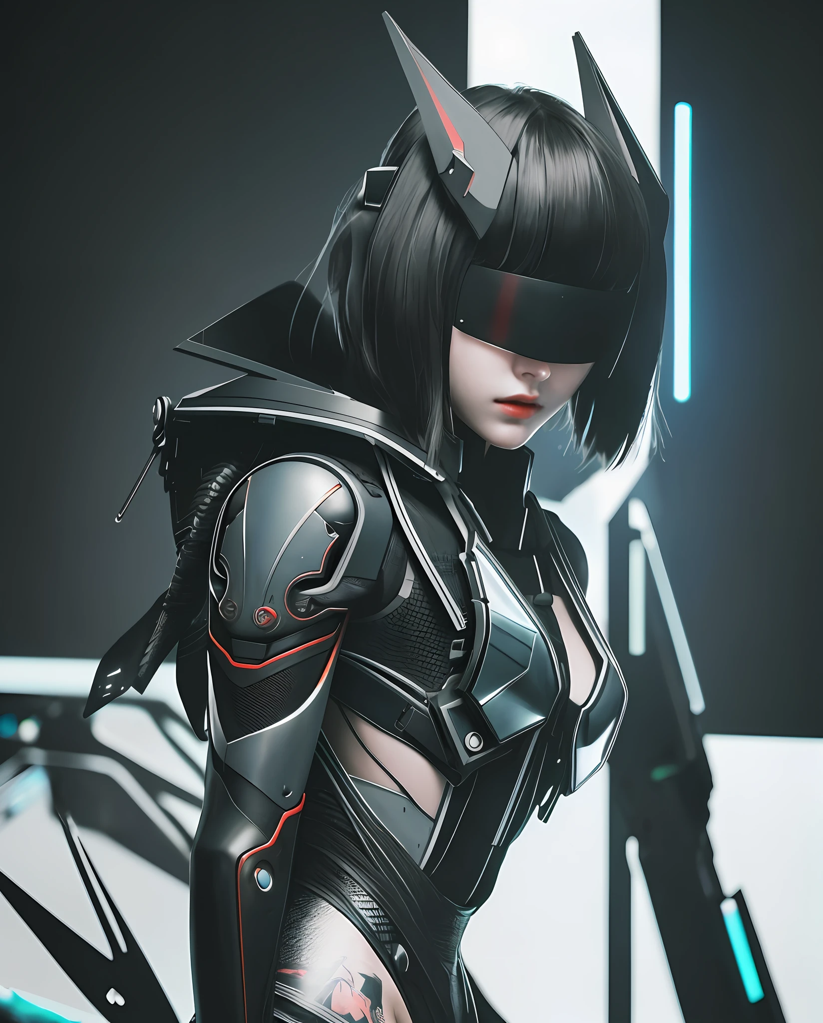 RAW, Masterpiece, Ultra Fine Photo,, Best Quality, Ultra High Resolution, Photorealistic, Sunlight, Portrait, Stunningly Beautiful,, half body, Delicate Face, Vibrant Eyes, RAW photo, 1girl, solo, 1girl, solo, half body, vr headset, wearing samurais, onisamurais girl futuristic, pussfer vest, fashion pose,cyberpunk mask, mecha mask, demon, futuristic cyberpunk, tattoes on back bone, analog photo, 3d realistic, stuning potrait, (extremely detailed CG unity 8k wallpaper), of the most beautiful artwork in the world, professional photography, trending on ArtStation, trending on CGSociety, Intricate, High Detail, Sharp focus, dramatic, photorealistic, princess persian, cyberpunk, futuristic, pale skin, slim body, holding swords, knife, (high detailed skin:1.2), 8k uhd, dslr, soft lighting, high quality, film grain, Fujifilm XT3