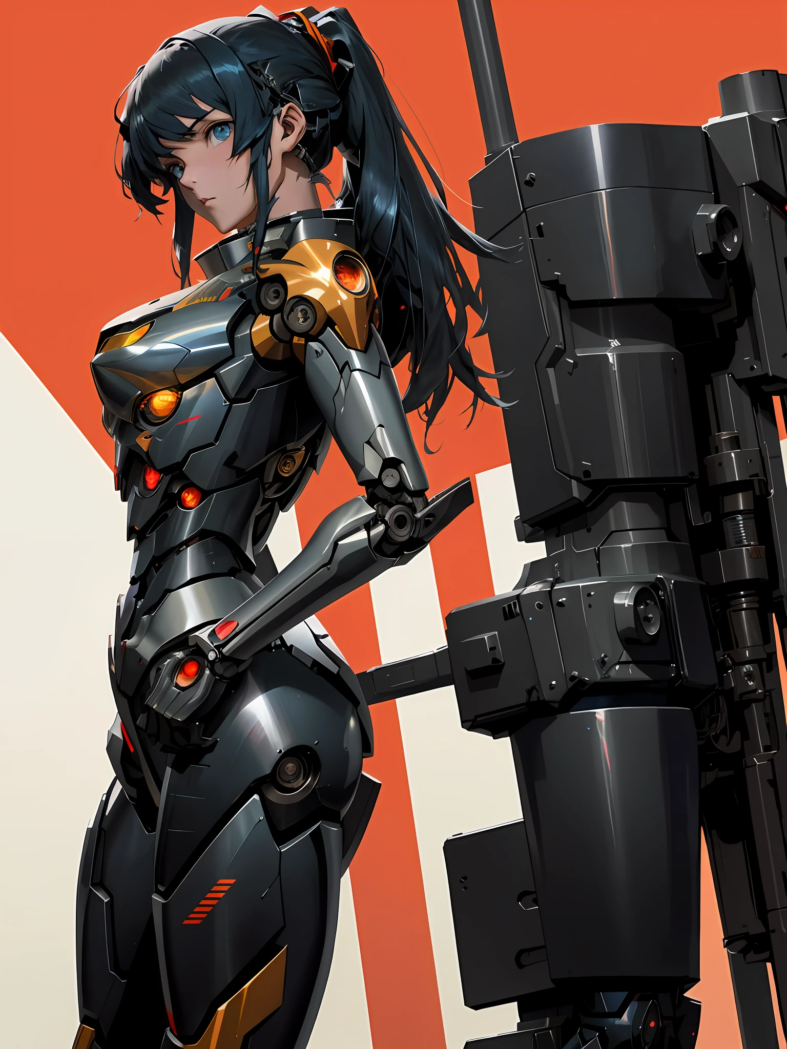 anime girl in a futuristic suit holding a gun and a machine, cyberpunk anime girl mech, girl in mecha cyber armor, mechanized soldier girl, female mecha, arasaka mech, by Krenz Cushart, best anime 4k konachan wallpaper, badass anime 8 k, digital cyberpunk anime art, mechanized valkyrie girl, mecha suit